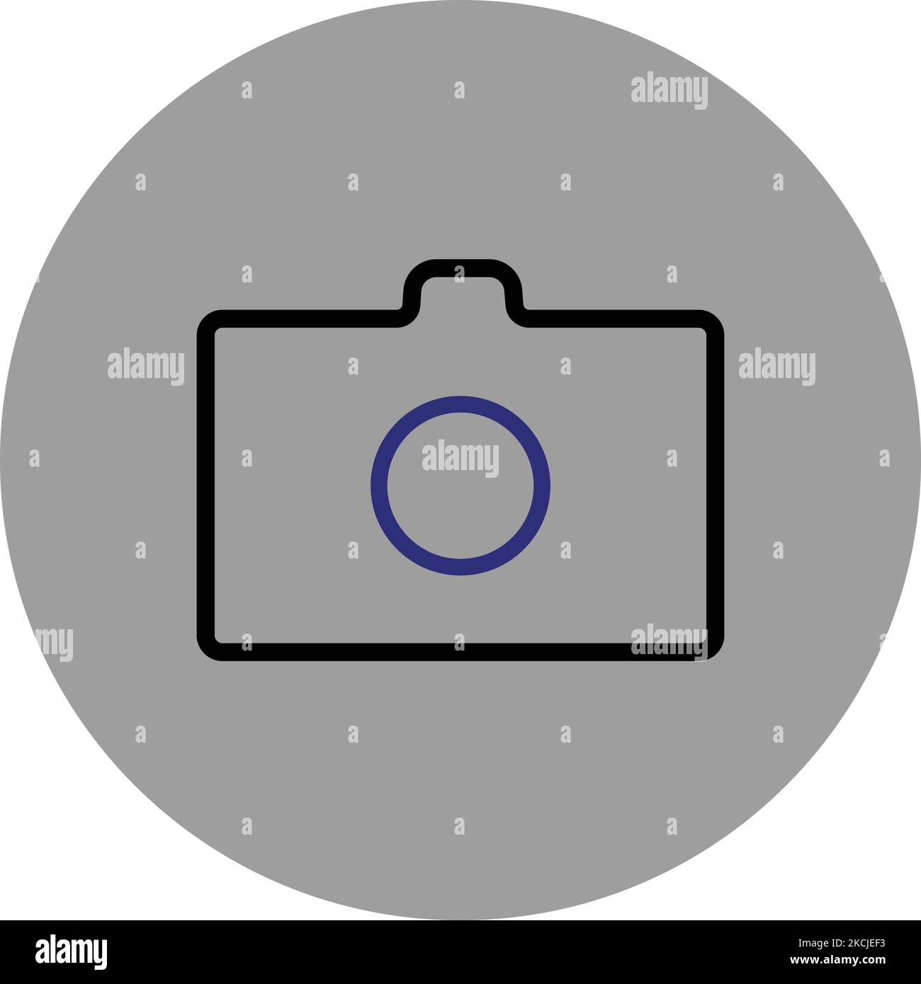 Kamera-Symbol Schwarz-Blau-Symbol Vektor-Symbol Grauer Hintergrund Android-Symbol Vektorbild Kreisform-Symbol Illustrator-Datei EPS-Datei Illustration Stock Vektor