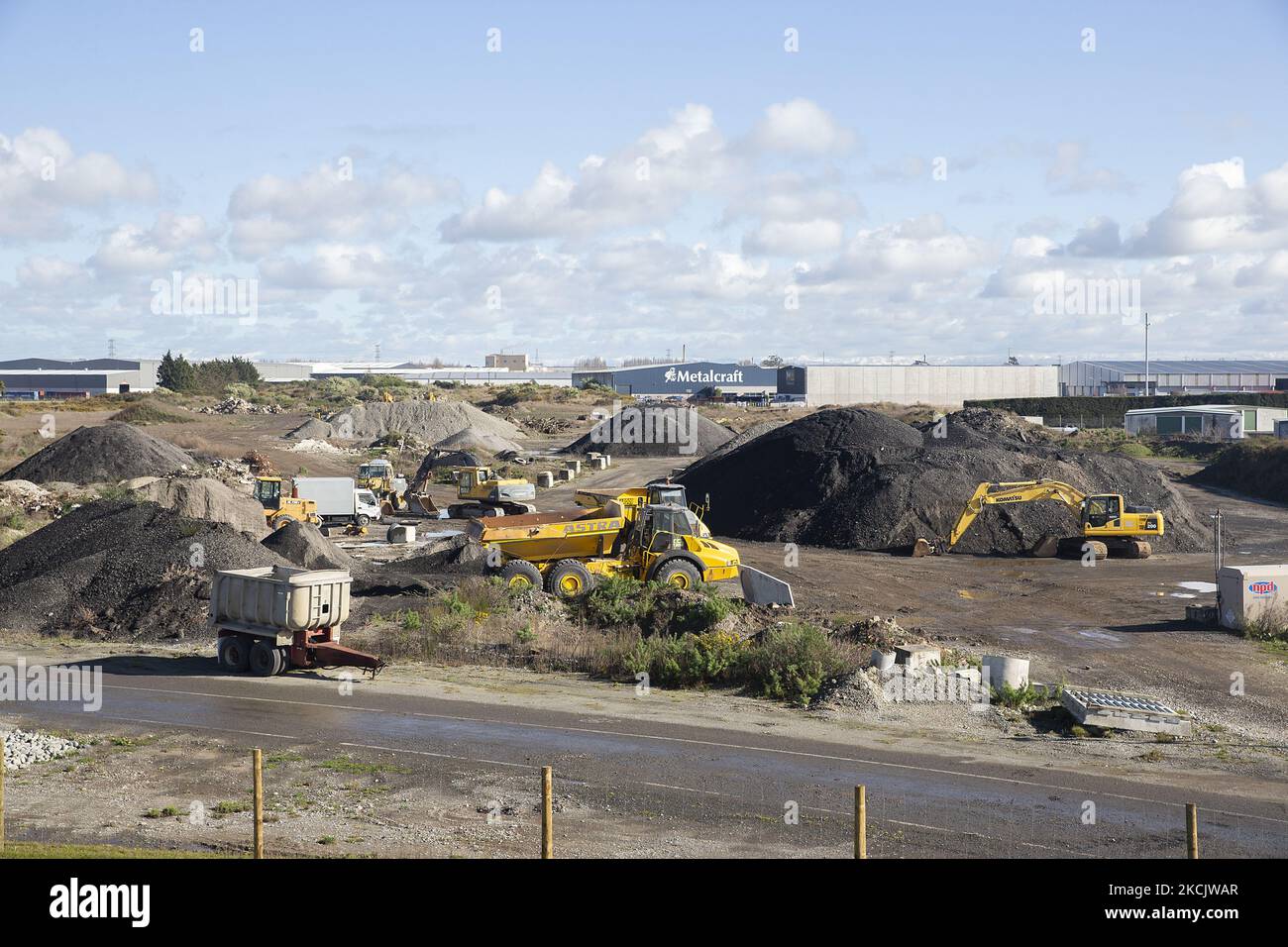 Am 18. August 2021 wird in Christchurch, Neuseeland, eine stoppte Baustelle gesehen. Neuseeland bewegt, um Alarmstufe vier von 11,59pm am Dienstag (17. August) und hat sich in einem Snap bundesweit Lockdown nach der Berichterstattung über seine erste Coronavirus Fall in sechs months.countryâ €™s Coronavirus Cluster hat sich auf sieben bis Dienstag Abend, Die genomische Sequenzierung verbindet sie mit dem Delta-Ausbruch, der in Sydney begann. (Foto von Sanka Vidanagama/NurPhoto) Stockfoto