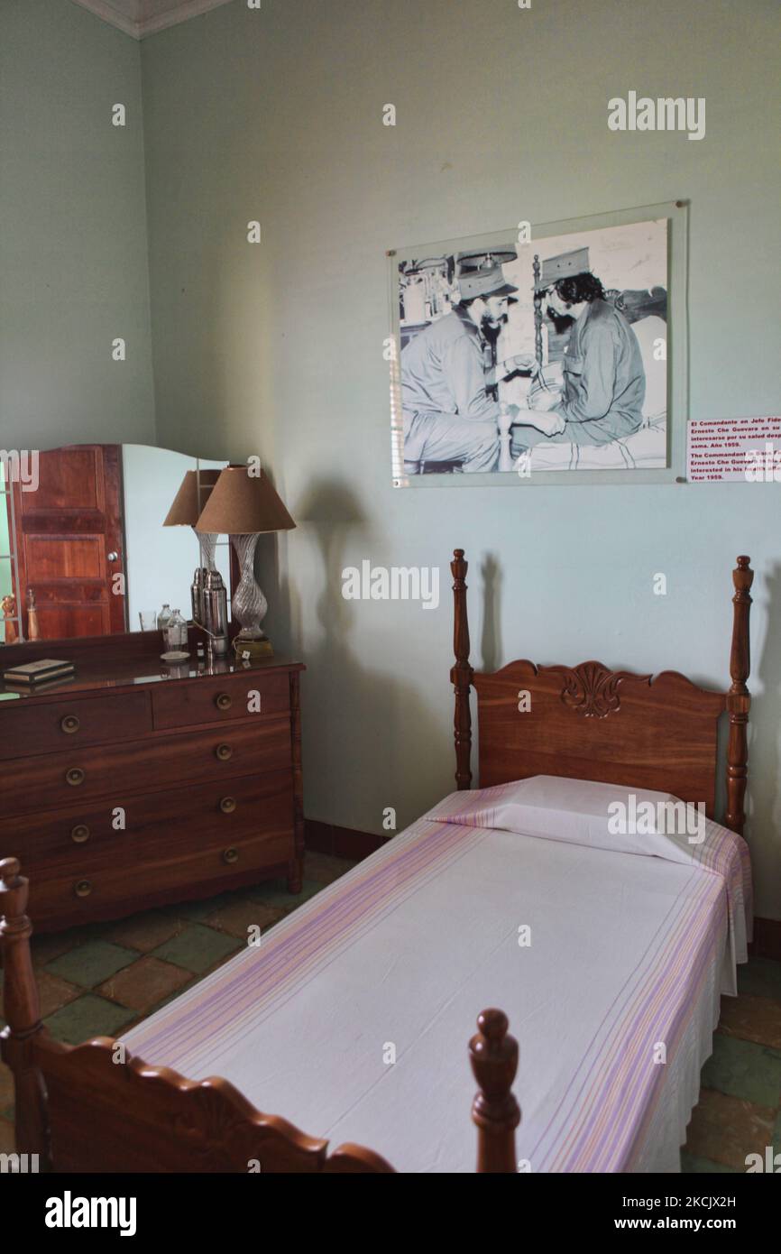 Das Schlafzimmer, in dem Fidel Castro am 06. Juli 2009 wohnte, als er im Haus von Ernesto 'Che' Guevara in Havanna, Kuba, krank war. (Foto von Creative Touch Imaging Ltd./NurPhoto) Stockfoto
