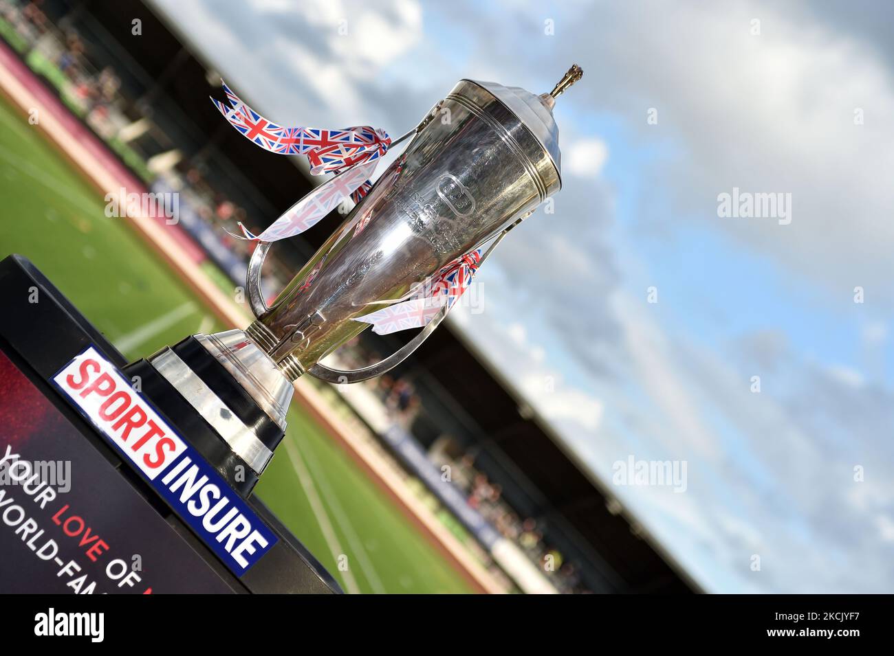 British Championship Trophy während der Sports Insure British Speedway Finals im National Speedway Stadium, Manchester am Montag, 16.. August 2021. (Foto von Eddie Garvey/MI News/NurPhoto) Stockfoto