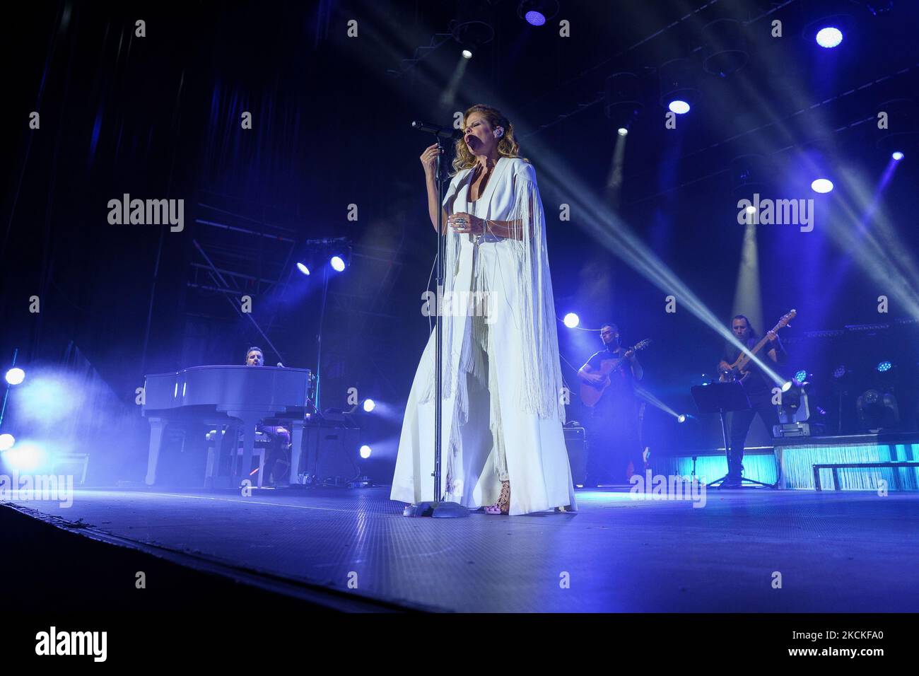 Die Sängerin Pastora Soler während ihres Aufführens beim Konzert des Festivals Veranos de la Villa de Madrid in Madrid, Spanien, am 29. August 2021. (Foto von Oscar Gonzalez/NurPhoto) Stockfoto