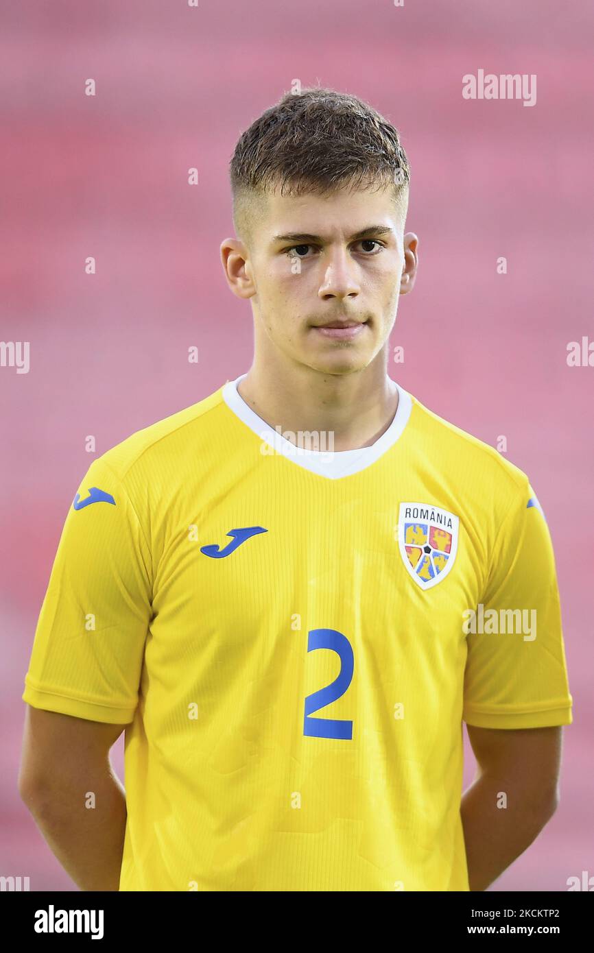 Darius Grosu in Aktion während des Freundschaftsspiels zwischen Rumänien U20 und Portugal U20 in Voluntari, Rumänien, Donnerstag, 2. September 2021. (Foto von Alex Nicodim/NurPhoto) Stockfoto