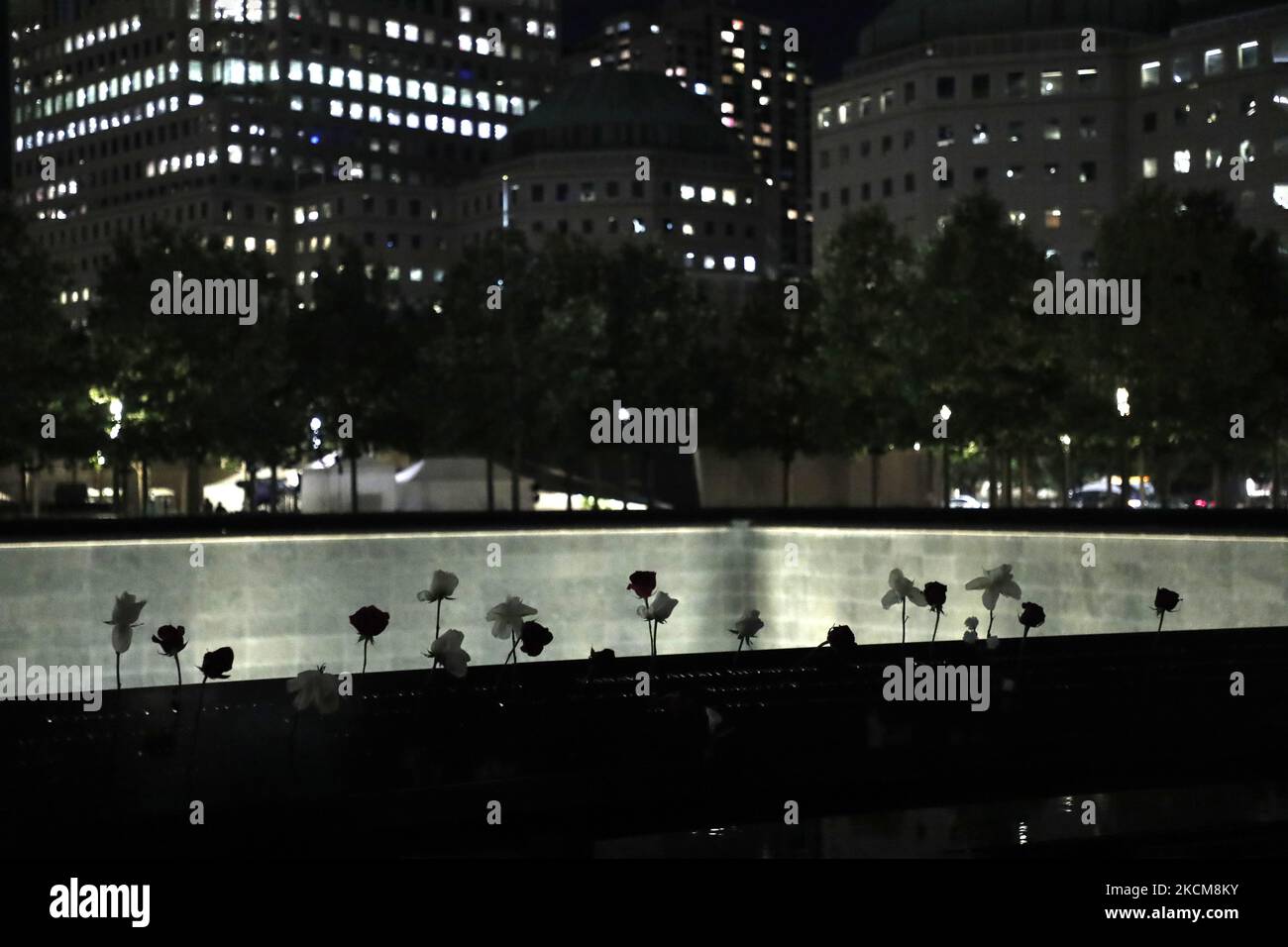 Die jährliche Tribute in Light einen Tag vor dem 20.. Jahrestag der Angriffe auf das World Trade Center am 10. September 2021 in New York City, USA. (Foto von John Lamparski/NurPhoto) Stockfoto