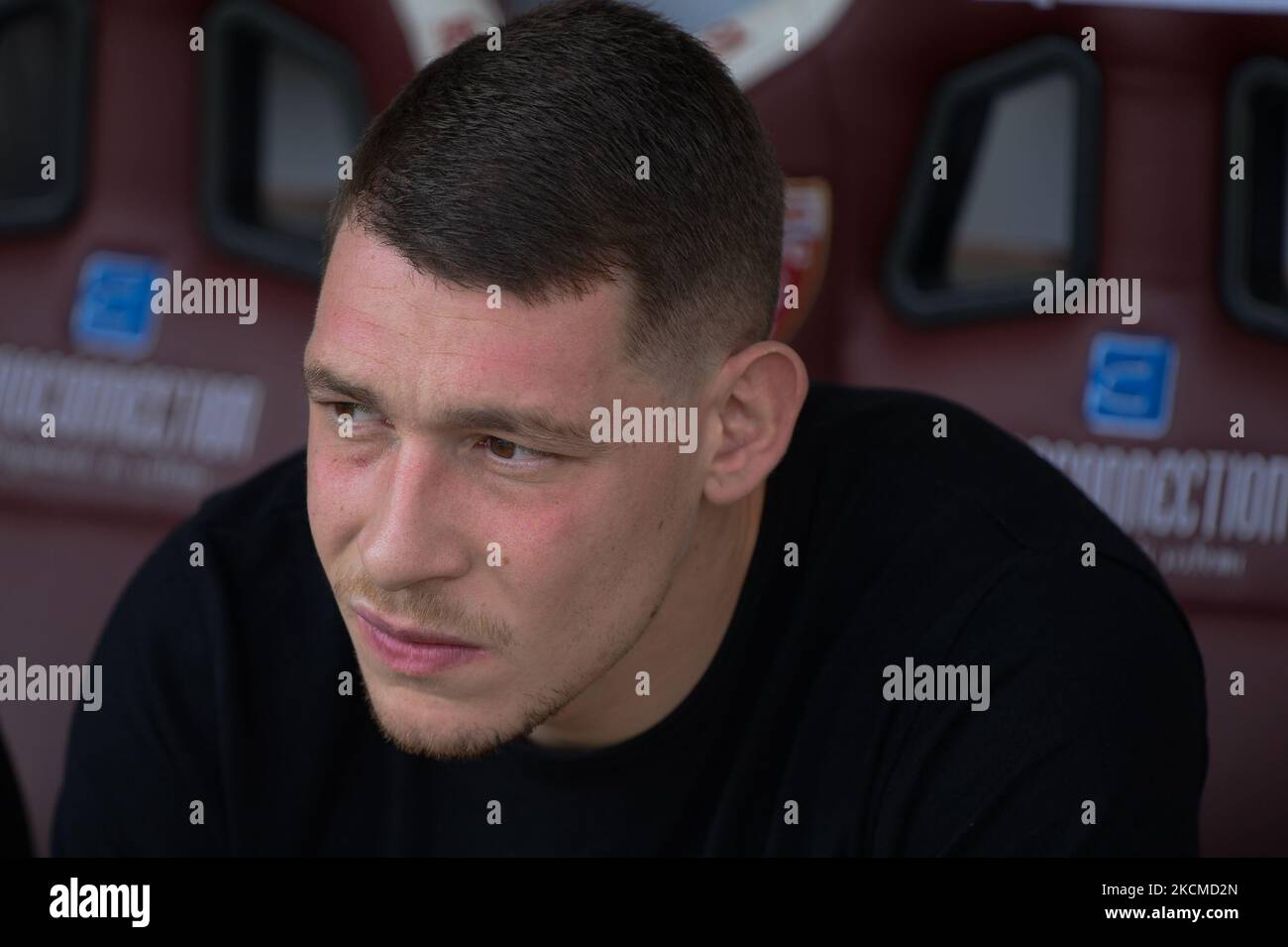 Andrea Belotti vom FC Turin vor dem Spiel während des Serie-A-Spiels zwischen dem FC Turin und der US Salernitana im Stadio Olimpico Grande Torino, Turin am 12. September 2021, Italien (Foto: Alberto Gandolfo/NurPhoto) Stockfoto