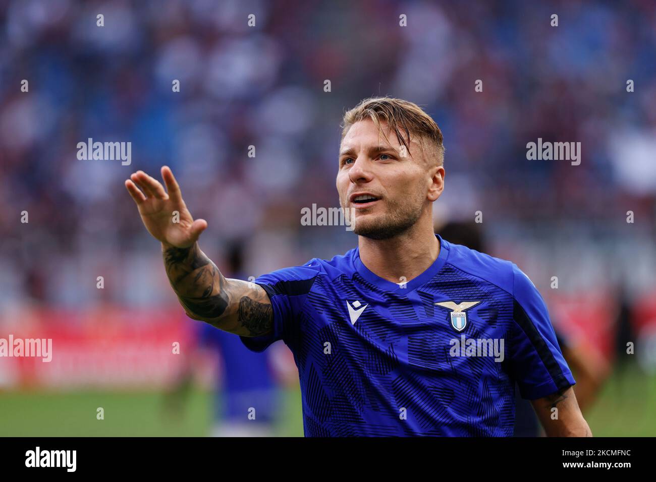 Ciro Immobil (SS Lazio) während des Spiels der italienischen Fußballserie A AC Milan gegen SS Lazio am 12. September 2021 im San Siro Stadion in Mailand, Italien (Foto: Francesco Scaccianoce/LiveMedia/NurPhoto) Stockfoto