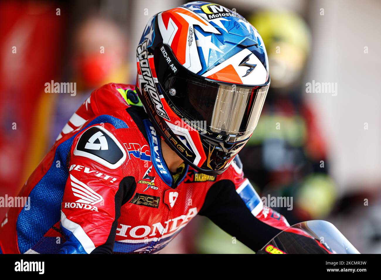 Alvaro Bautista vom HRC Team mit Honda CBR1000 RR-R während der Hyundai N Catalunya WorldSBK Runde der FIM World Superbike Championship auf dem Circuit de Catalunya in Barcelona, Spanien. (Foto von DAX Images/NurPhoto) Stockfoto
