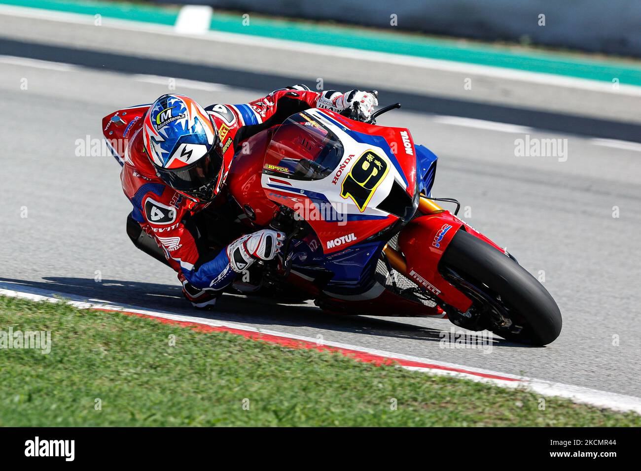 Alvaro Bautista vom HRC Team mit Honda CBR1000 RR-R während der Hyundai N Catalunya WorldSBK Runde der FIM World Superbike Championship auf dem Circuit de Catalunya in Barcelona, Spanien. (Foto von DAX Images/NurPhoto) Stockfoto