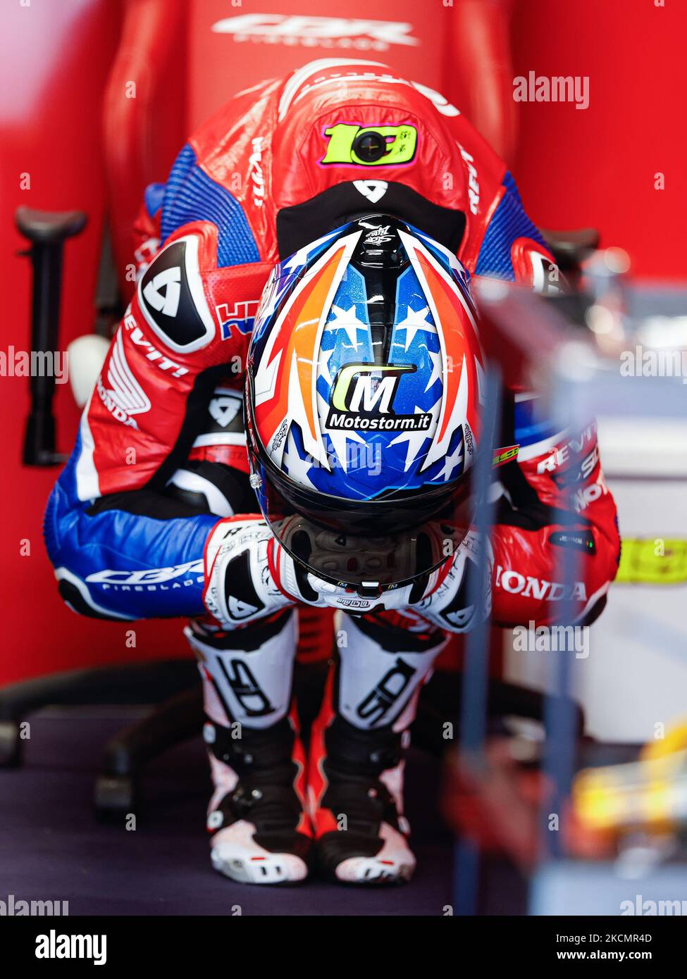 Alvaro Bautista vom HRC Team mit Honda CBR1000 RR-R während der Hyundai N Catalunya WorldSBK Runde der FIM World Superbike Championship auf dem Circuit de Catalunya in Barcelona, Spanien. (Foto von DAX Images/NurPhoto) Stockfoto