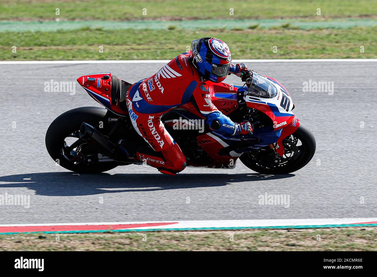 Leon Haslam HRC Team mit Honda CBR1000 RR-R während der Hyundai N Catalunya WorldSBK Runde der FIM World Superbike Championship auf dem Circuit de Catalunya in Barcelona, Spanien. (Foto von DAX Images/NurPhoto) Stockfoto
