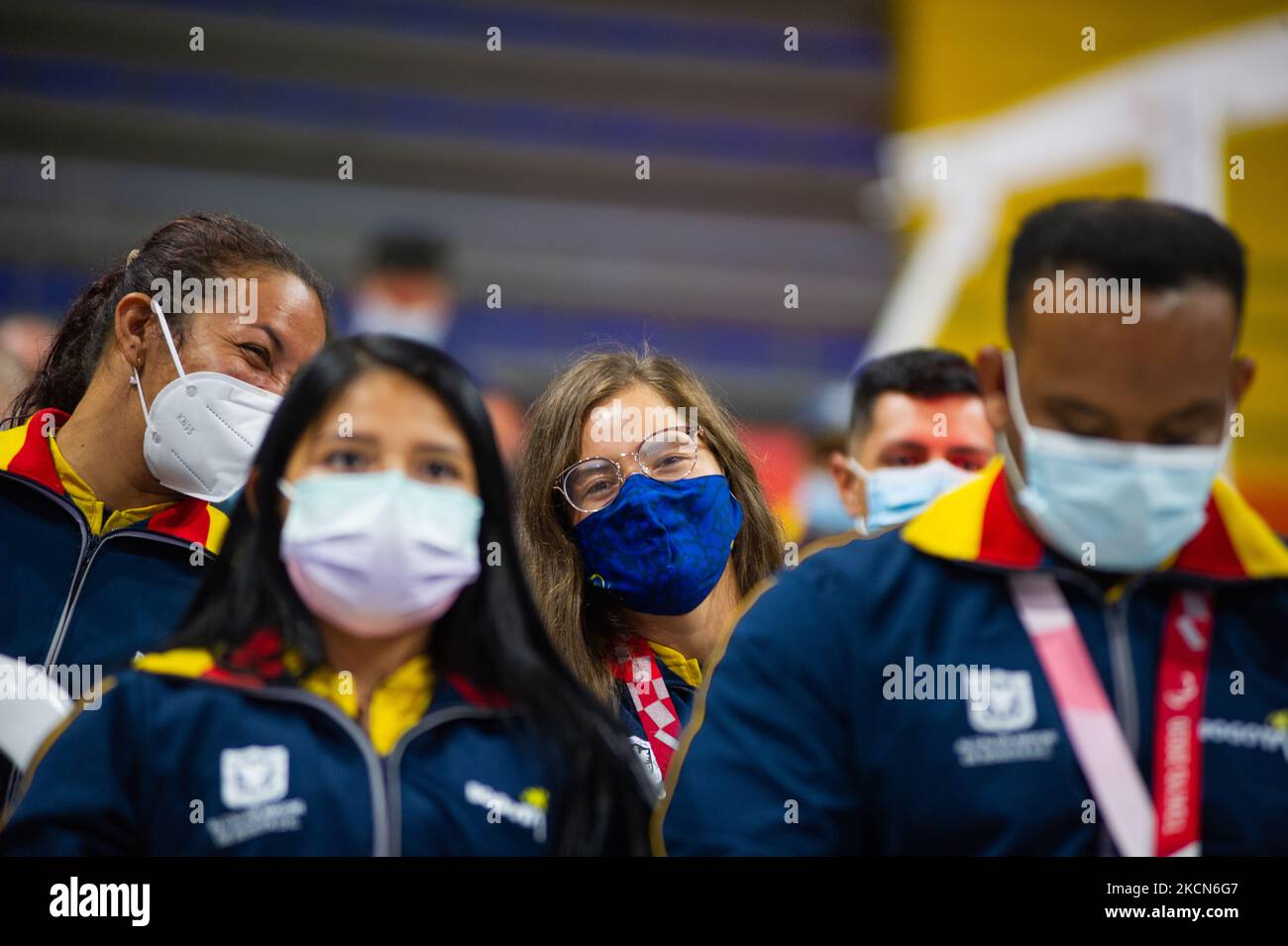 Laura Gonzalez schwimmende Bronzemedaillengewinnerin bei einer Begrüßung der kolumbianischen Paralympischen Athleten, die am 21. September 2021 an den Paralympics in Tokio 2020+1 in Bogota, Kolumbien, teilgenommen haben. (Foto von Sebastian Barros/NurPhoto) Stockfoto