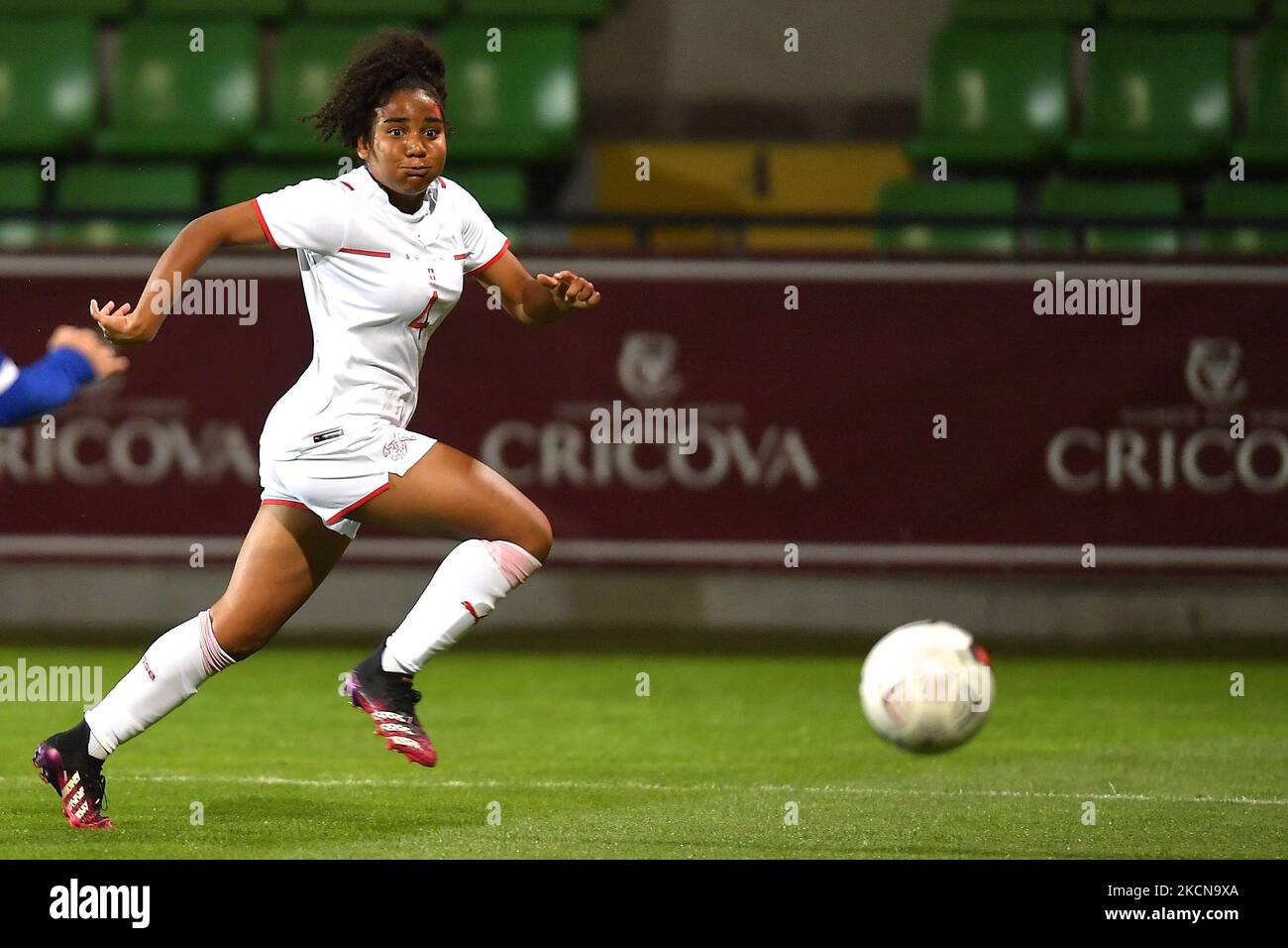 Ella Touon während der FIFA Frauen-Weltmeisterschaft 2023, Qualifying Round Spiel, zwischen Moldawien und der Schweiz, spielte auf Zimbru Stadion, in Chisinau, Moldawien, Dienstag, 21. September 2021. (Foto von Alex Nicodim/NurPhoto) Stockfoto