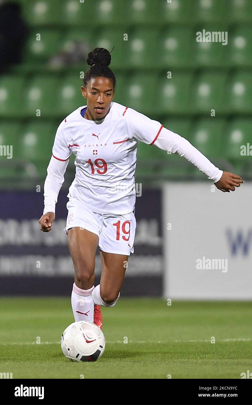 Eseosa Aigbogun in Aktion während der FIFA Frauen-Weltmeisterschaft 2023, Qualifying Round Spiel, zwischen Moldawien und der Schweiz, gespielt auf Zimbru Stadion, in Chisinau, Moldawien, Dienstag, 21. September 2021. (Foto von Alex Nicodim/NurPhoto) Stockfoto