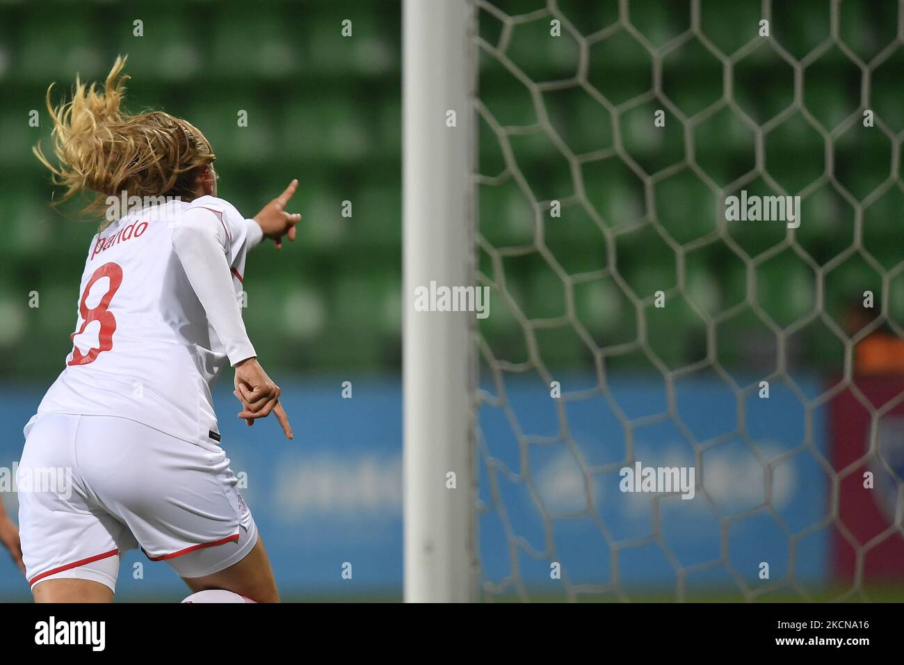 Irina Pando in Aktion während der FIFA Frauen-Weltmeisterschaft 2023, Qualifying Round Spiel, zwischen Moldawien und der Schweiz, gespielt auf Zimbru Stadion, in Chisinau, Moldawien, Dienstag, 21. September 2021. (Foto von Alex Nicodim/NurPhoto) Stockfoto