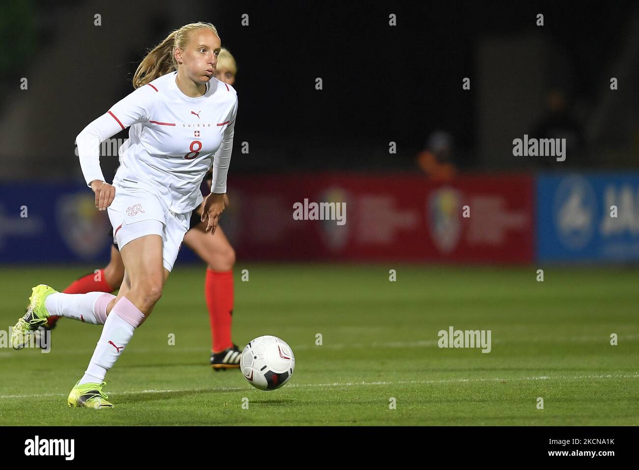 Irina Pando in Aktion während der FIFA Frauen-Weltmeisterschaft 2023, Qualifying Round Spiel, zwischen Moldawien und der Schweiz, gespielt auf Zimbru Stadion, in Chisinau, Moldawien, Dienstag, 21. September 2021. (Foto von Alex Nicodim/NurPhoto) Stockfoto