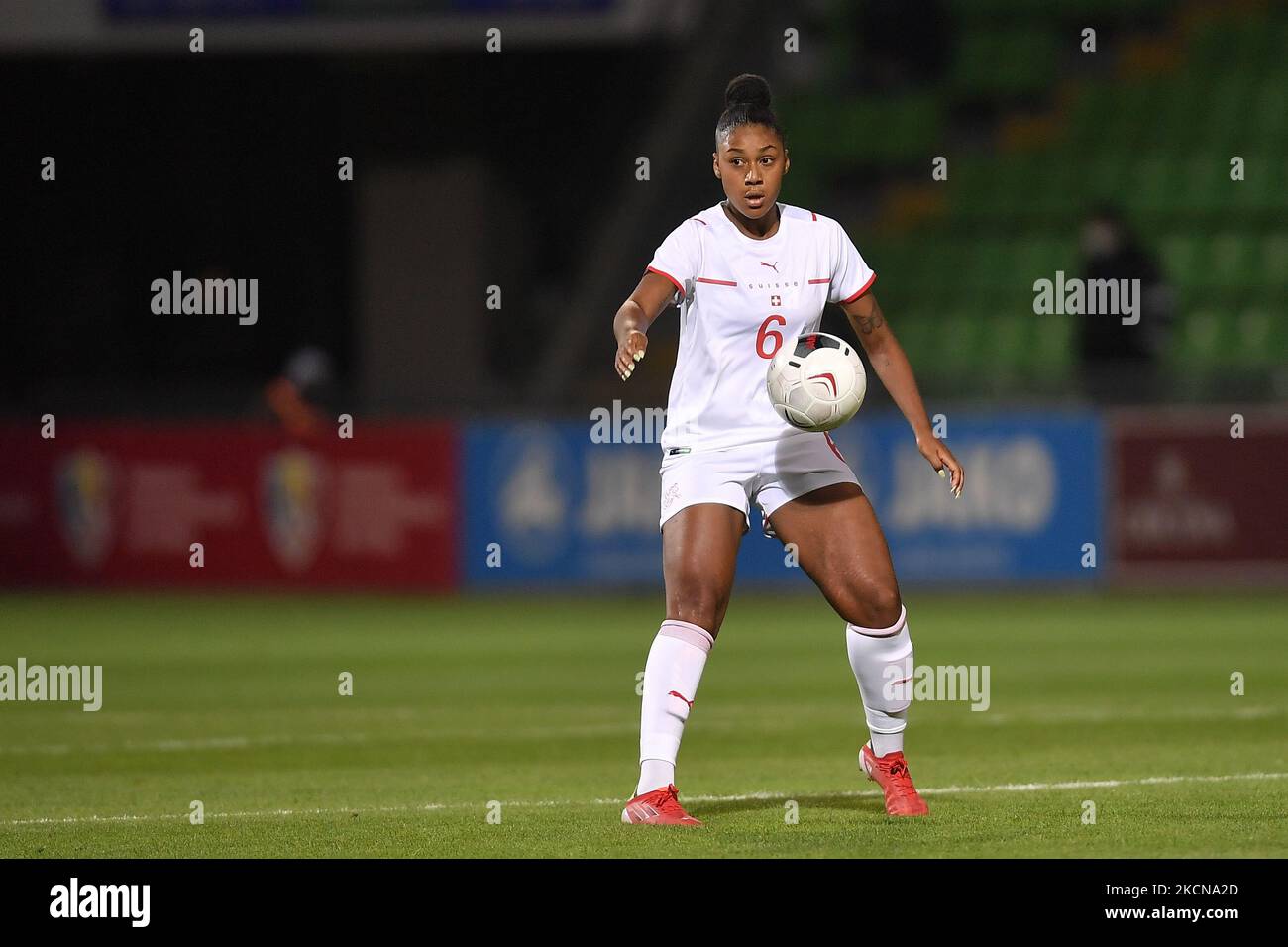 Sally Julini in Aktion während der FIFA Frauen-Weltmeisterschaft 2023, Qualifying Round Spiel, zwischen Moldawien und der Schweiz, gespielt auf Zimbru Stadion, in Chisinau, Moldawien, Dienstag, 21. September 2021. (Foto von Alex Nicodim/NurPhoto) Stockfoto