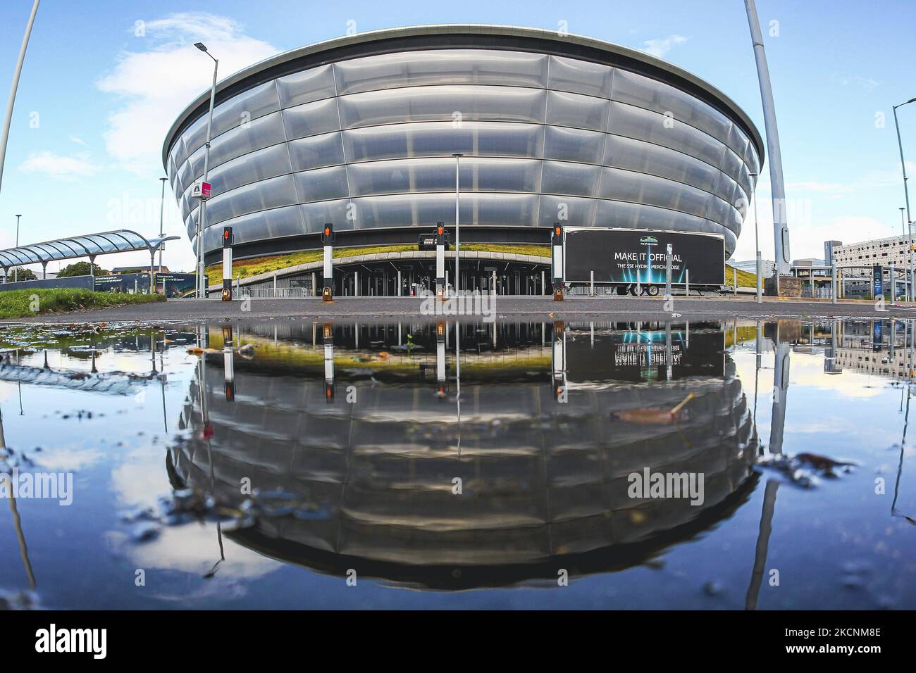 Eine allgemeine Ansicht des SSE Hydro auf dem Scottish Event Campus am 29. September 2021 in Glasgow, Schottland. Der Scottish Event Campus wird einer der Austragungsorte des bevorstehenden Klimagipfels COP 26 sein, der vom 1. Bis 12.. November in Glasgow stattfinden wird. (Foto von Ewan Bootman/NurPhoto) Stockfoto