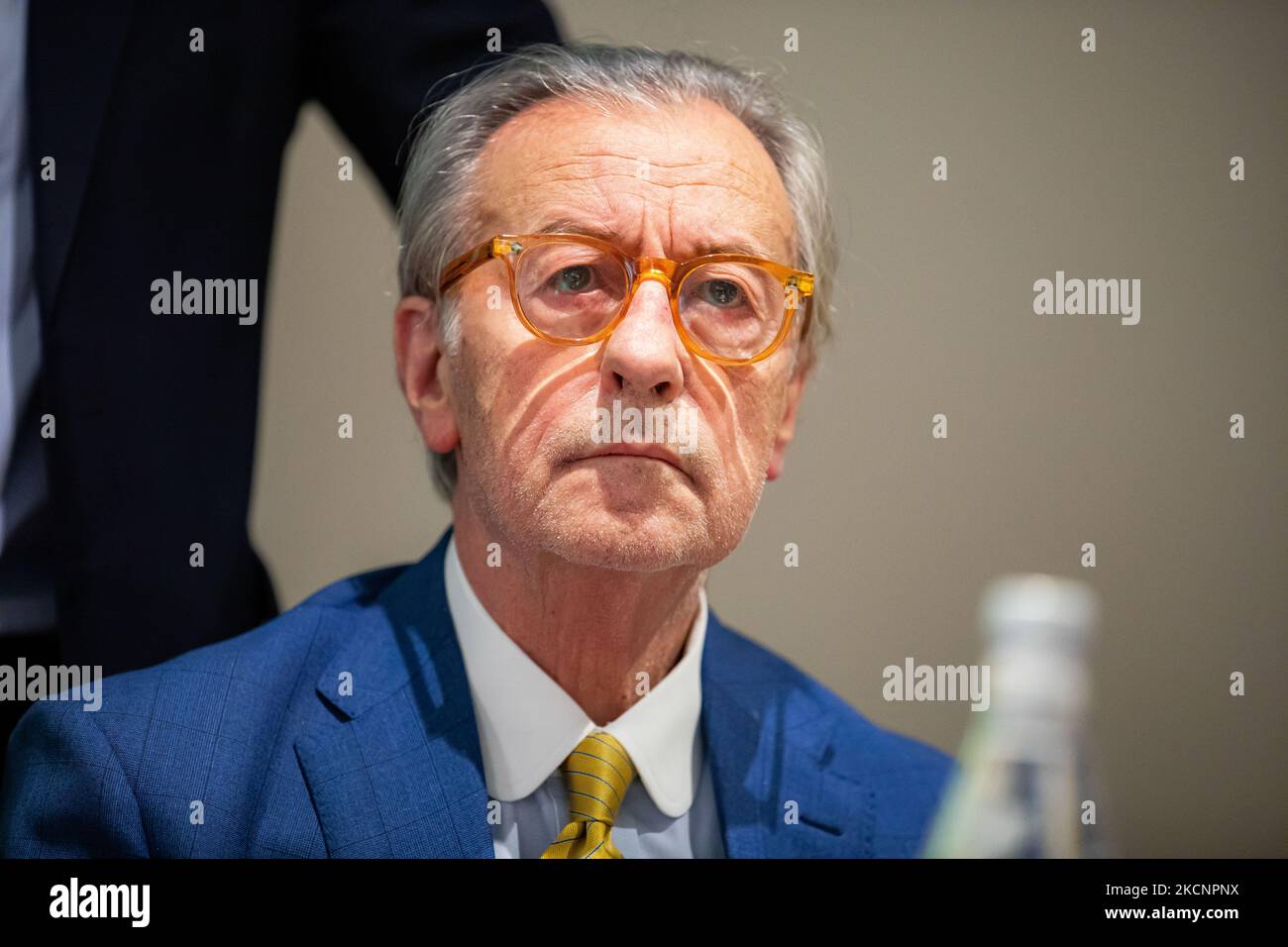 Vittorio Feltri nimmt an der Pressekonferenz von Fratelli D’Italia im Hotel The Square am 05. September 2021 in Mailand, Italien, Teil. (Foto von Alessandro Bremec/NurPhoto) Stockfoto