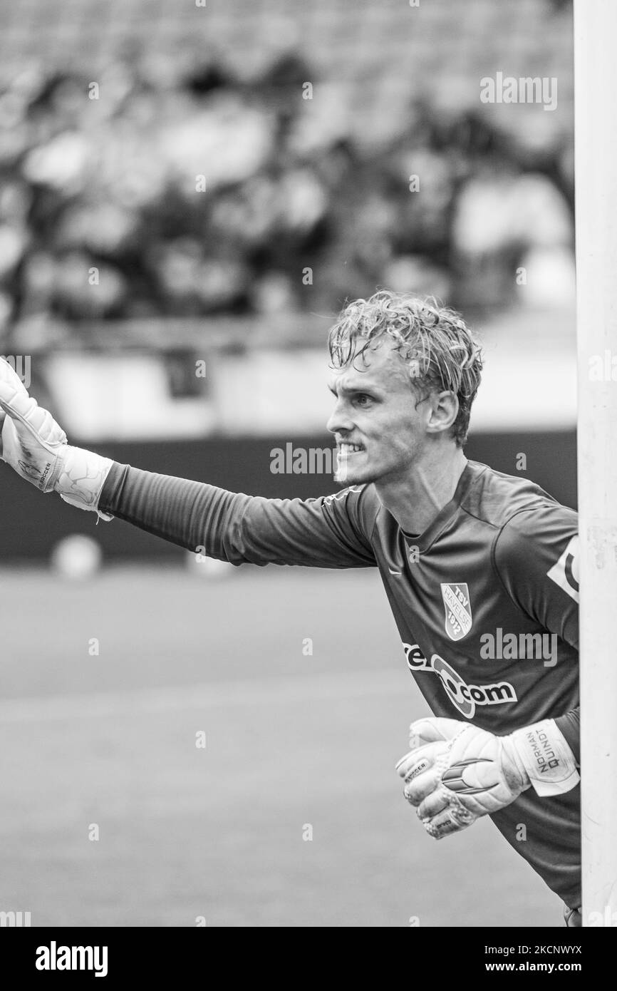 Torwart Norman Quindt vom TSV Havelse schaut während des 3. Liga-Spiel zwischen TSV Havelse und dem 1.FC Kaiserslautern in der HDI-Arena am 02. Oktober 2021 in Hannover. (Foto von Peter Niedung/NurPhoto) Stockfoto