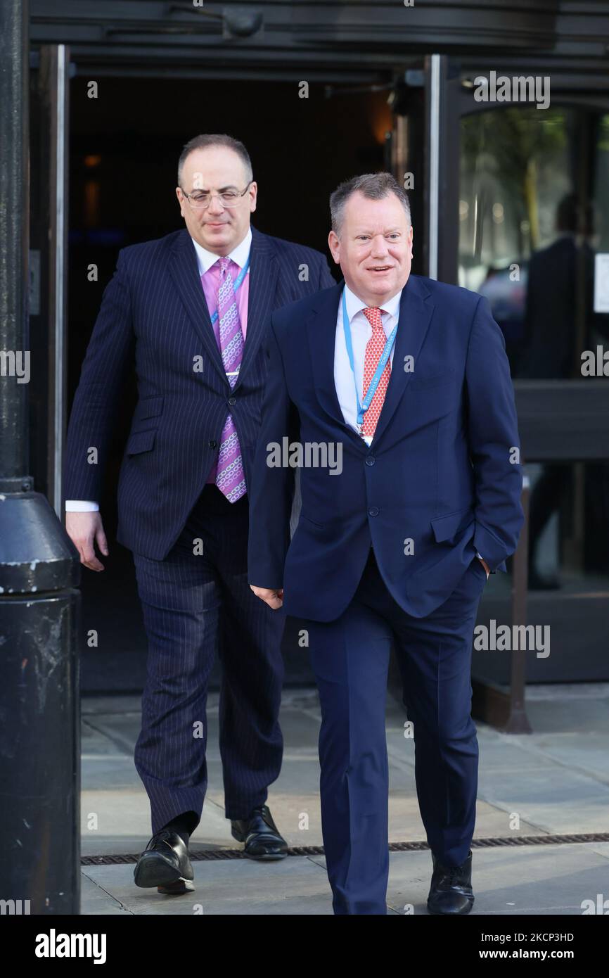 Lord David Frost, Staatsminister (Kabinett), am zweiten Tag der Konferenz der Konservativen Partei in Manchester Central, Manchester, am Montag, den 4.. Oktober 2021. (Foto von MI News/NurPhoto) Stockfoto