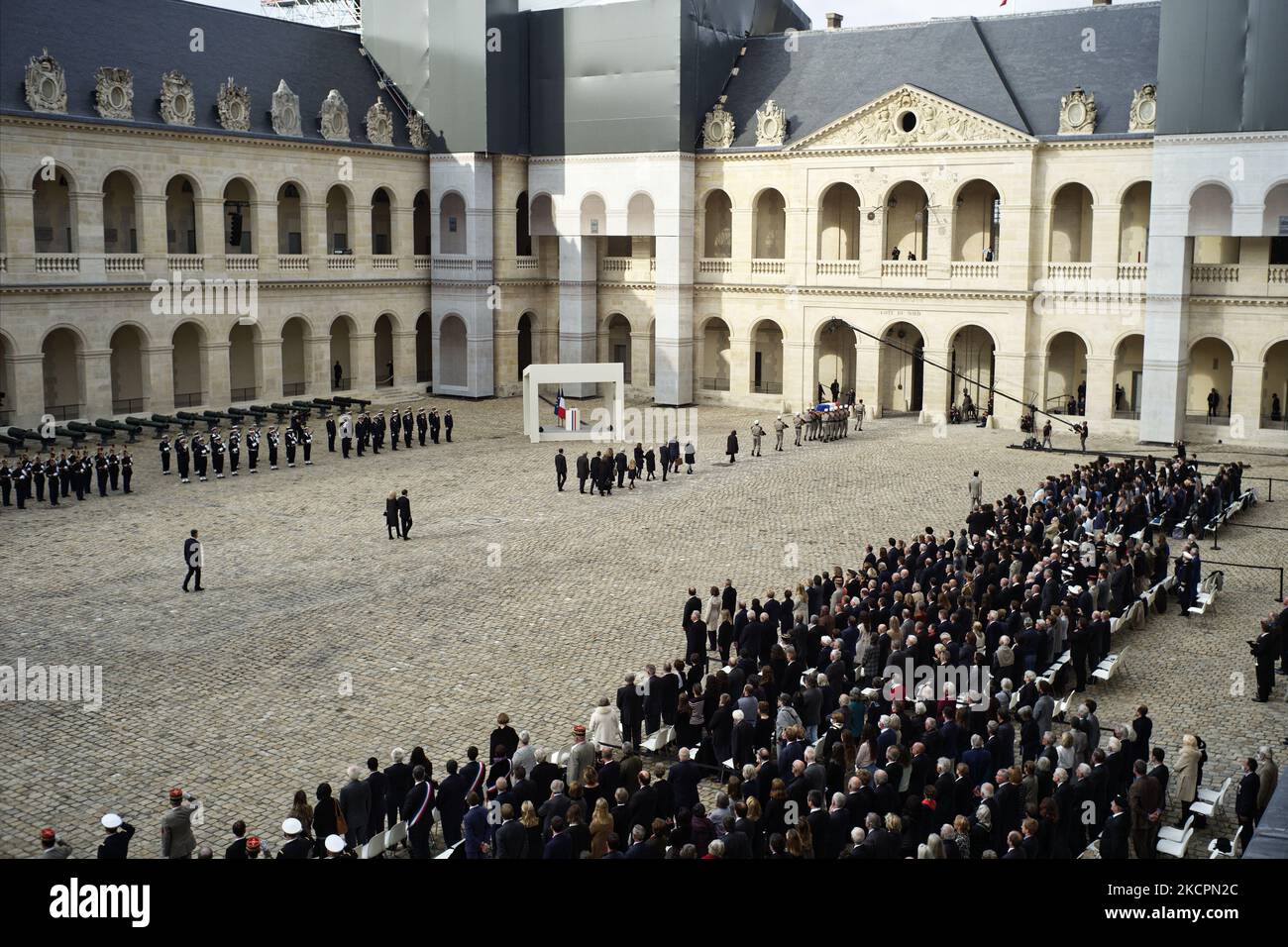 Nationale Ehrung im Hotel des Invalides an Hubert Germain - den letzten Befreiungsgefährten des Zweiten Weltkriegs - der im Alter von 101 Jahren gestorben ist - 15. Oktober 2021, Paris (Foto: Daniel Pier/NurPhoto) Stockfoto
