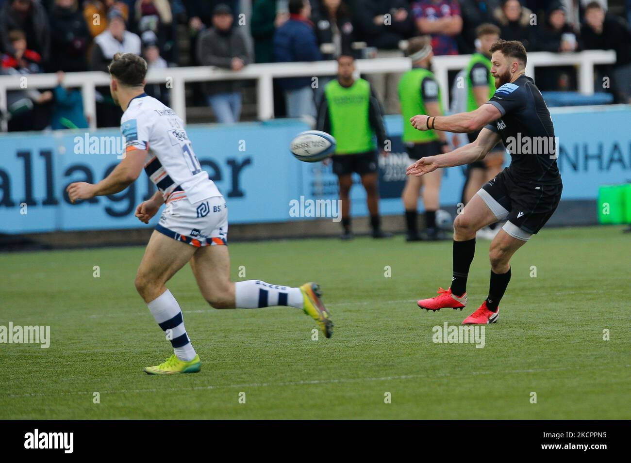 Max Wright von Newcastle Falcons in Aktion während des Spiels der Gallagher Premiership zwischen Newcastle Falcons und Bristol im Kingston Park, Newcastle am Samstag, 16.. Oktober 2021. (Foto von Chris Lishman/MI News/NurPhoto) Stockfoto