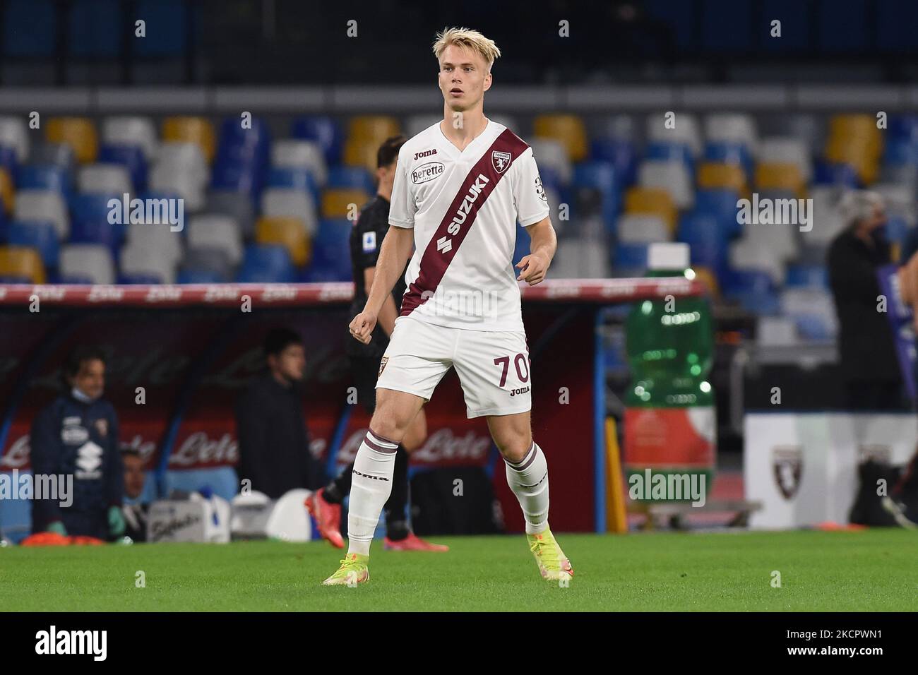 Magnus Warming des FC Turin während des Serie-A-Spiels zwischen SSC Napoli und FC Turin im Stadio Diego Armando Maradona Neapel Italien am 17. Oktober 2021. (Foto von Franco Romano/NurPhoto) Stockfoto