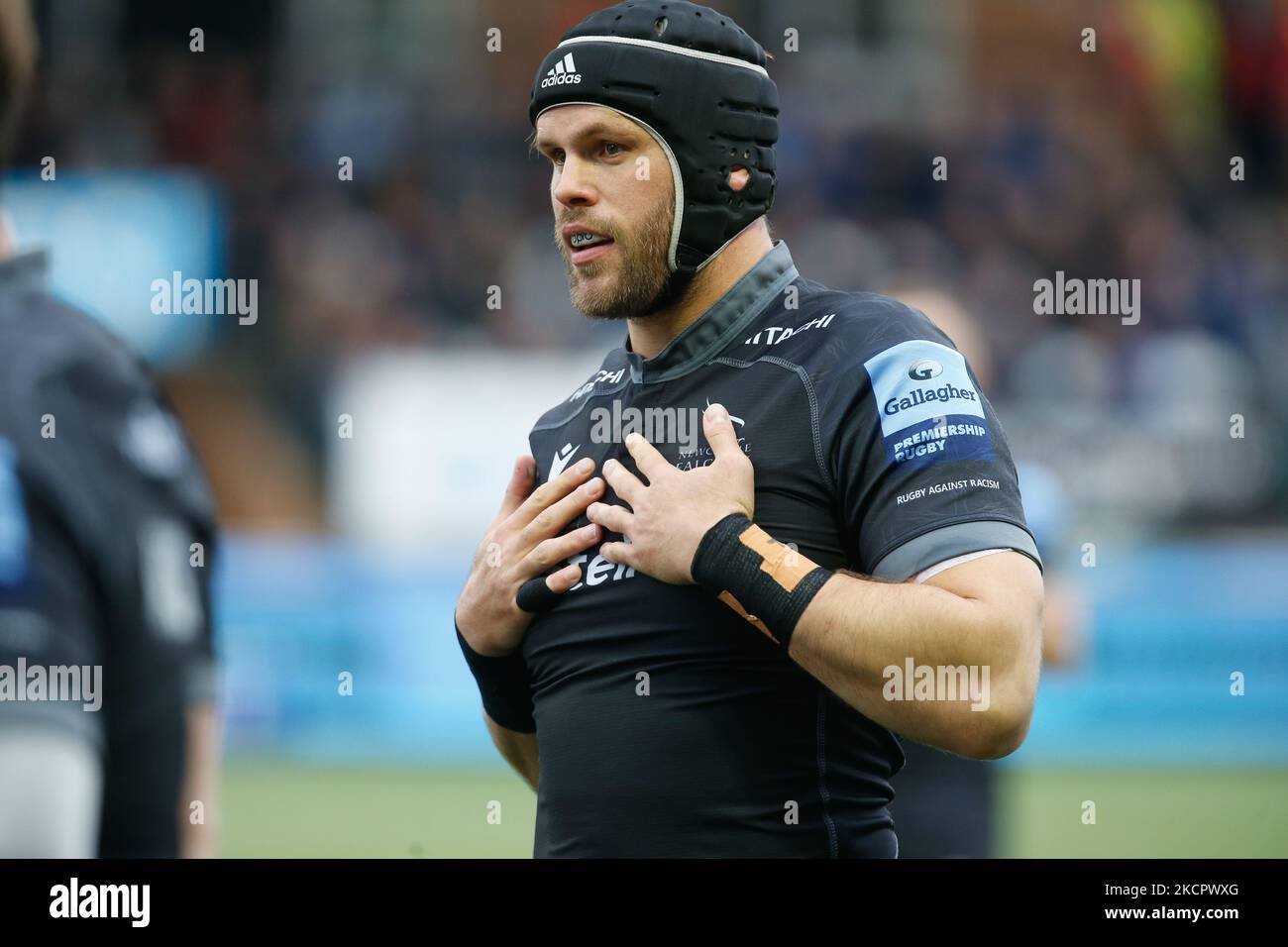 Will Welch von Newcastle Falcons schaut am Samstag, den 16.. Oktober 2021, während des Spiels der Gallagher Premiership zwischen Newcastle Falcons und Bristol im Kingston Park, Newcastle, auf. (Foto von Chris Lishman/MI News/NurPhoto) Stockfoto