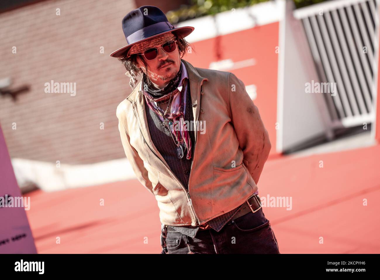 Johnny Depp besucht den roten Teppich des Films „Papageientaucher“ während der Alice Nella Città 2021 19. im Auditorium Parco della Musica am 17. Oktober 2021 in Rom, Italien. (Foto von Mauro Fagiani/NurPhoto) Stockfoto