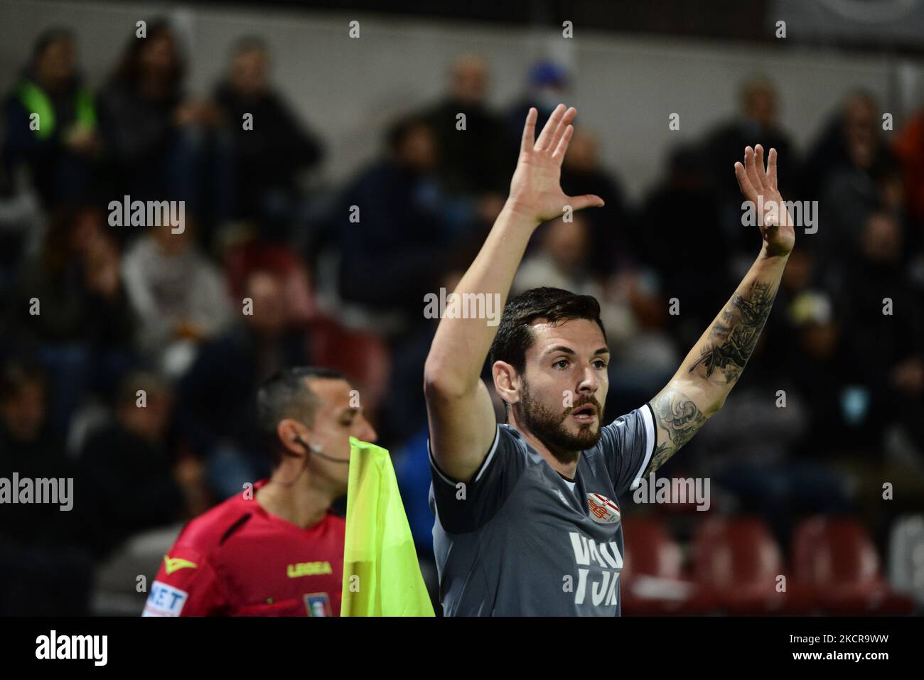 Andrea Beghetto von US Alessandria beim Seri B Match zwischen Alessandria Calcio und Crotone, in Alessandria im Stadio Moccagatta in Italien, am 22. Oktober 2021 (Foto von Alberto Gandolfo/NurPhoto) Stockfoto