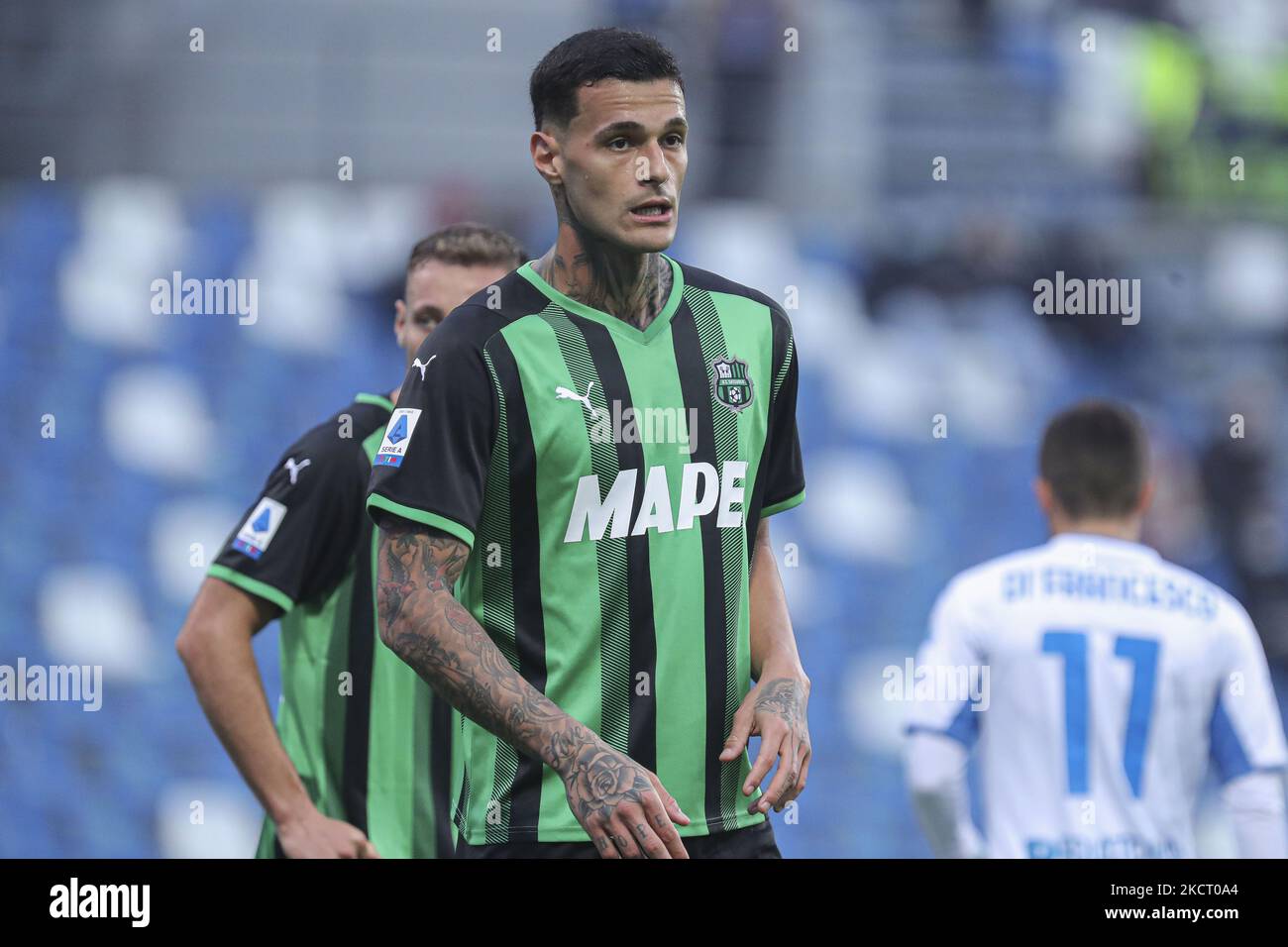 Gianluca Scammacca (Sassuolo) während des spiels der italienischen Fußballserie A US Sassuolo gegen den FC Empoli am 31. Oktober 2021 im MAPEI-Stadion in Reggio Emilia, Italien (Foto: Massimiliano Carnabuci/LiveMedia/NurPhoto) Stockfoto