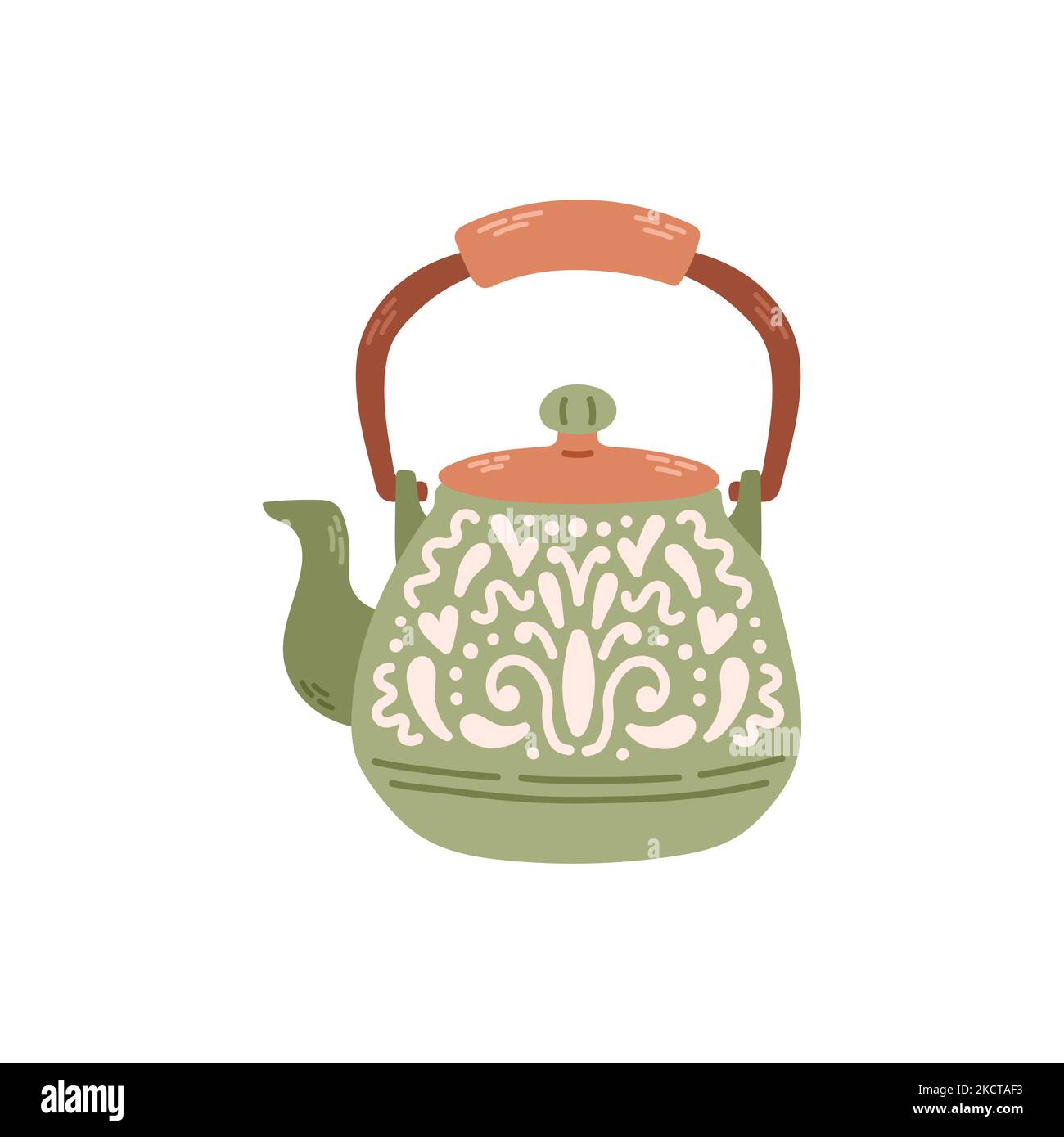 Einfache grüne Teekannen für Teeblätter Ornament. Stock-Design isoliert auf weißem Hintergrund für Websites und Apps Stock Vektor