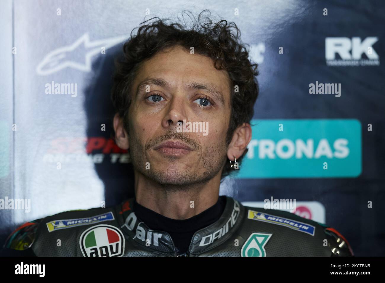 Valentino Rossi (46) aus Italien und Petronas Yamaha SRT während des Qualifyings des Grande Premio Brembo do Algarve am 6. November 2021 in Lagoa, Algarve, Faro. (Foto von Jose Breton/Pics Action/NurPhoto) Stockfoto