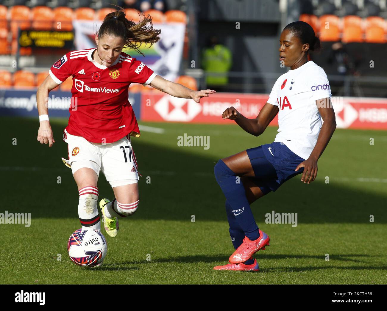 Während der Barclays FA Women's Super League zwischen Tottenham Hotspur und Manchester United am 07.. November 2021 im Hive, Barnett, Großbritannien (Foto by Action Foto Sport/NurPhoto) Stockfoto