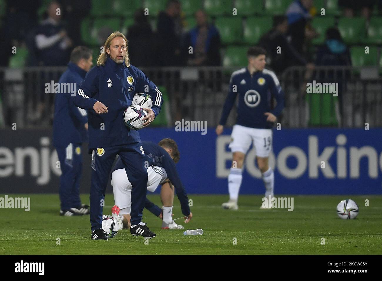 Steve Clarke in Aktion während der FIFA Fußball-Weltmeisterschaft 2022 Qualifikationsrunde zwischen Moldawien und Schottland, Freitag, 12. November 2021, in Chisinau, Moldawien. (Foto von Alex Nicodim/NurPhoto) Stockfoto