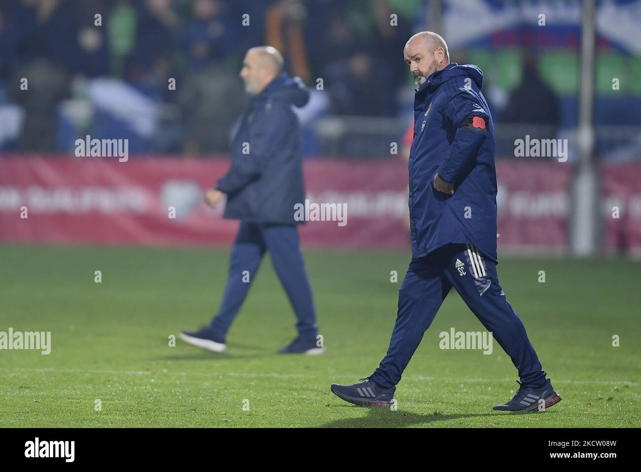 Schottland-Coach Steve Clarke in Aktion während der FIFA-Weltmeisterschaft 2022 Qualifikationsrunde zwischen Moldawien und Schottland, Freitag, 12. November 2021, in Chisinau, Moldawien. (Foto von Alex Nicodim/NurPhoto) Stockfoto