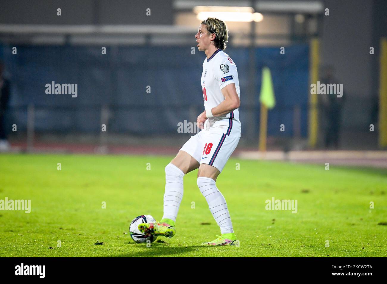 Conor Gallagher aus England während der FIFA Fußball-Weltmeisterschaft Katar 2022 WM-Qualifikation - San Marino gegen England am 15. November 2021 im San Marino Stadion in San Marino, Republik San Marino (Foto: Ettore Griffoni/LiveMedia/NurPhoto) Stockfoto