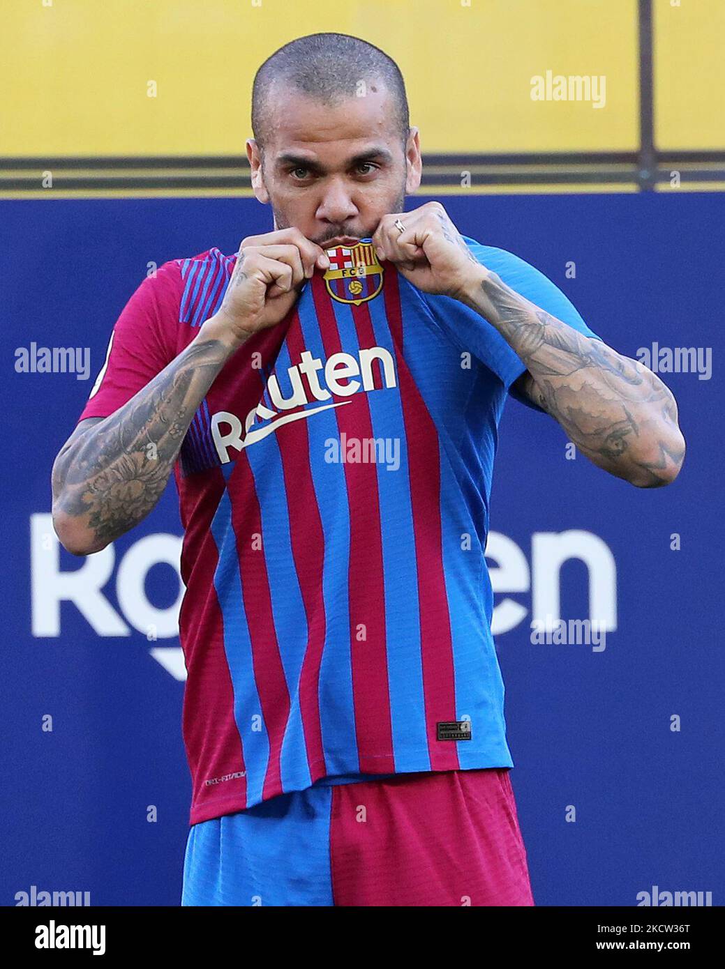 Präsentation im Camp Nou von Dani Alves als neuer Spieler des FC Barcelona am 17.. November 2021 in Barcelona, Spanien. -- (Foto von Urbanandsport/NurPhoto) Stockfoto