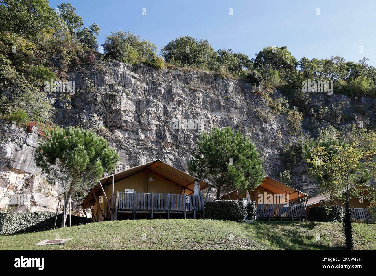 Glamping Village in Lanterna, Istrien, Kroatien, Europa. Stockfoto