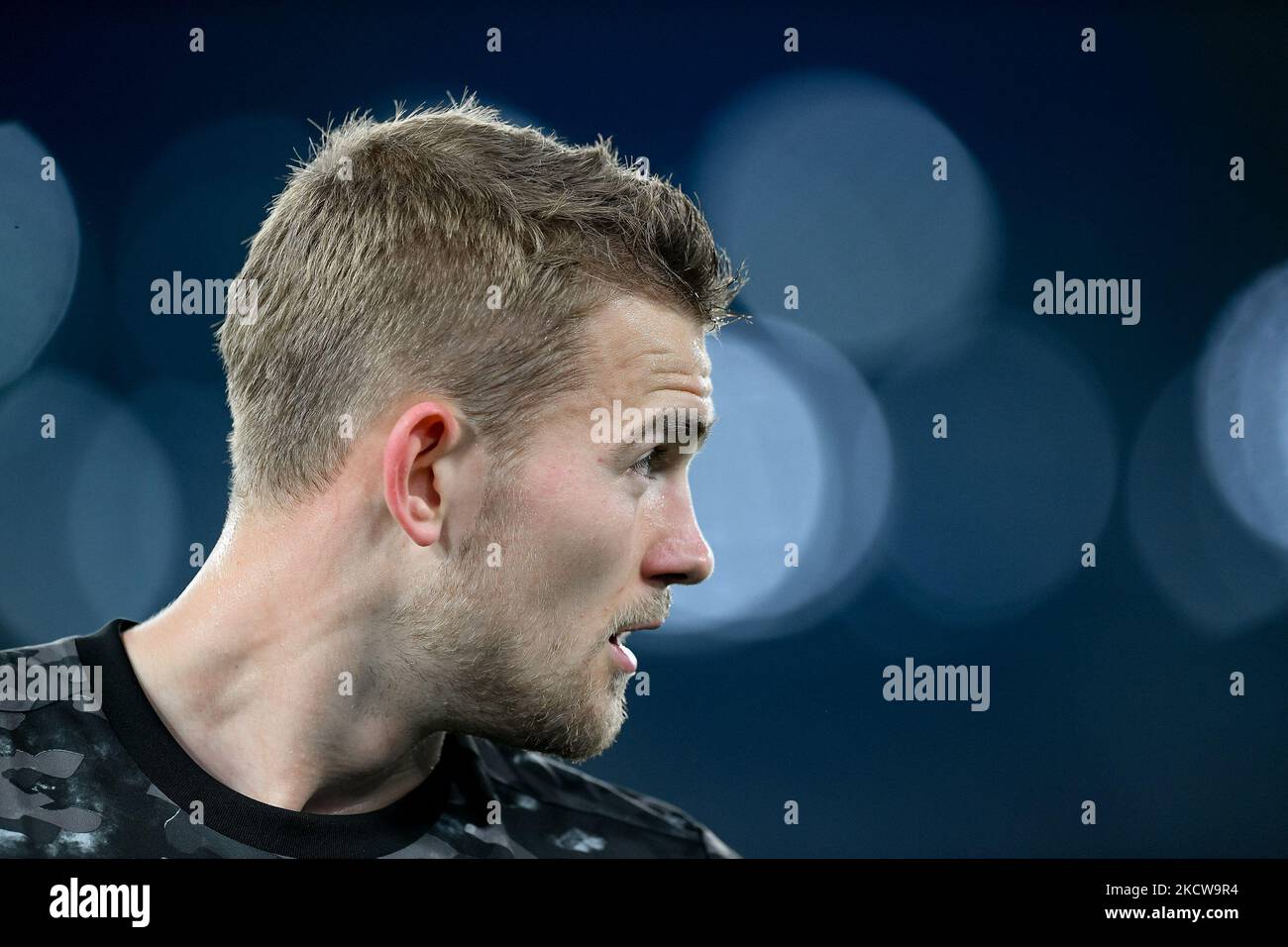 Matthijs de Ligt vom FC Juventus sieht während des Serie-A-Spiels zwischen SS Lazio und FC Juventus 1919 am 20. November 2021 im Stadio Olimpico, Rom, Italien, nach. (Foto von Giuseppe Maffia/NurPhoto) Stockfoto