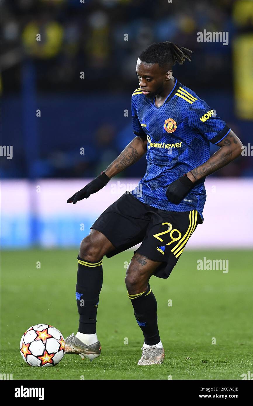 Aaron Wan-Bissaka von Manchester United beim UEFA Champions League-Spiel der Gruppe F zwischen Villarreal CF und Manchester United am 23. November 2021 im Estadio de la Ceramica in Villarreal, Spanien. (Foto von Jose Breton/Pics Action/NurPhoto) Stockfoto