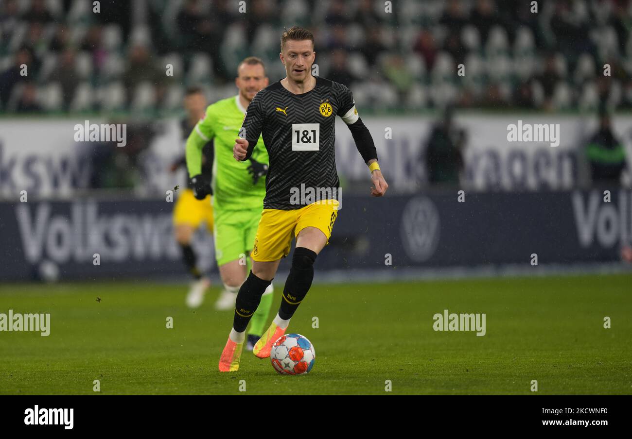 Marco Reus von Borussia Dortmund während der Zeit in Wolfsburg gegen Borussia Doutmund, Bundesliga, am 27. November 2021 im Volkswagen Stadion, Wolfsburg, Deutschland. (Foto von Ulrik Pedersen/NurPhoto) Stockfoto