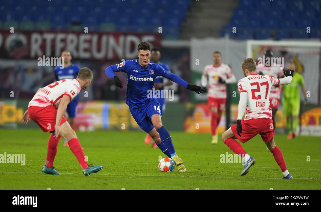 Patrik Schick aus Leverkusen beim RB Leipzig gegen Leverkusen, Bundesliga, im Redbull-Stadion, Leipzig, Deutschland am 28. November 2021. (Foto von Ulrik Pedersen/NurPhoto) Stockfoto