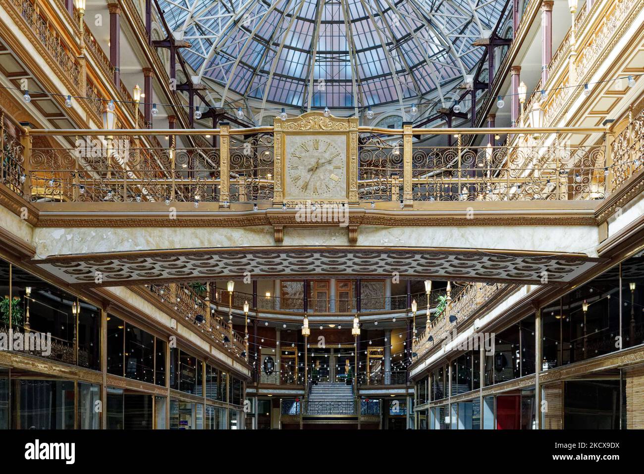 Das Einkaufszentrum The Arcade, 401 Euclid Avenue, umfasst jetzt das Hyatt Regency Hotel. Stockfoto