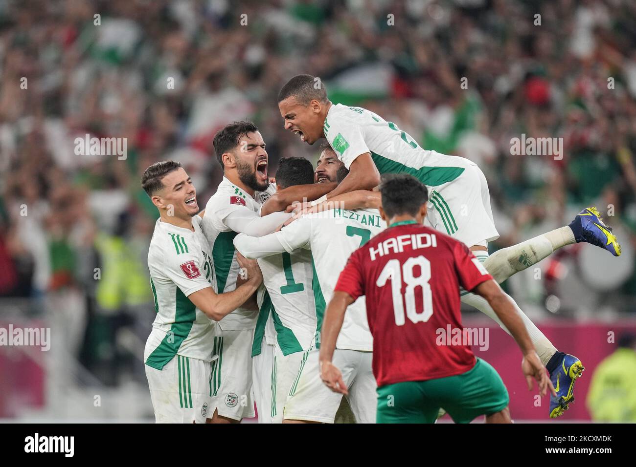 (11) BRAHIMI Yacine aus Algerien feiert beim FIFA Arab Cup Qatar 2021 ...
