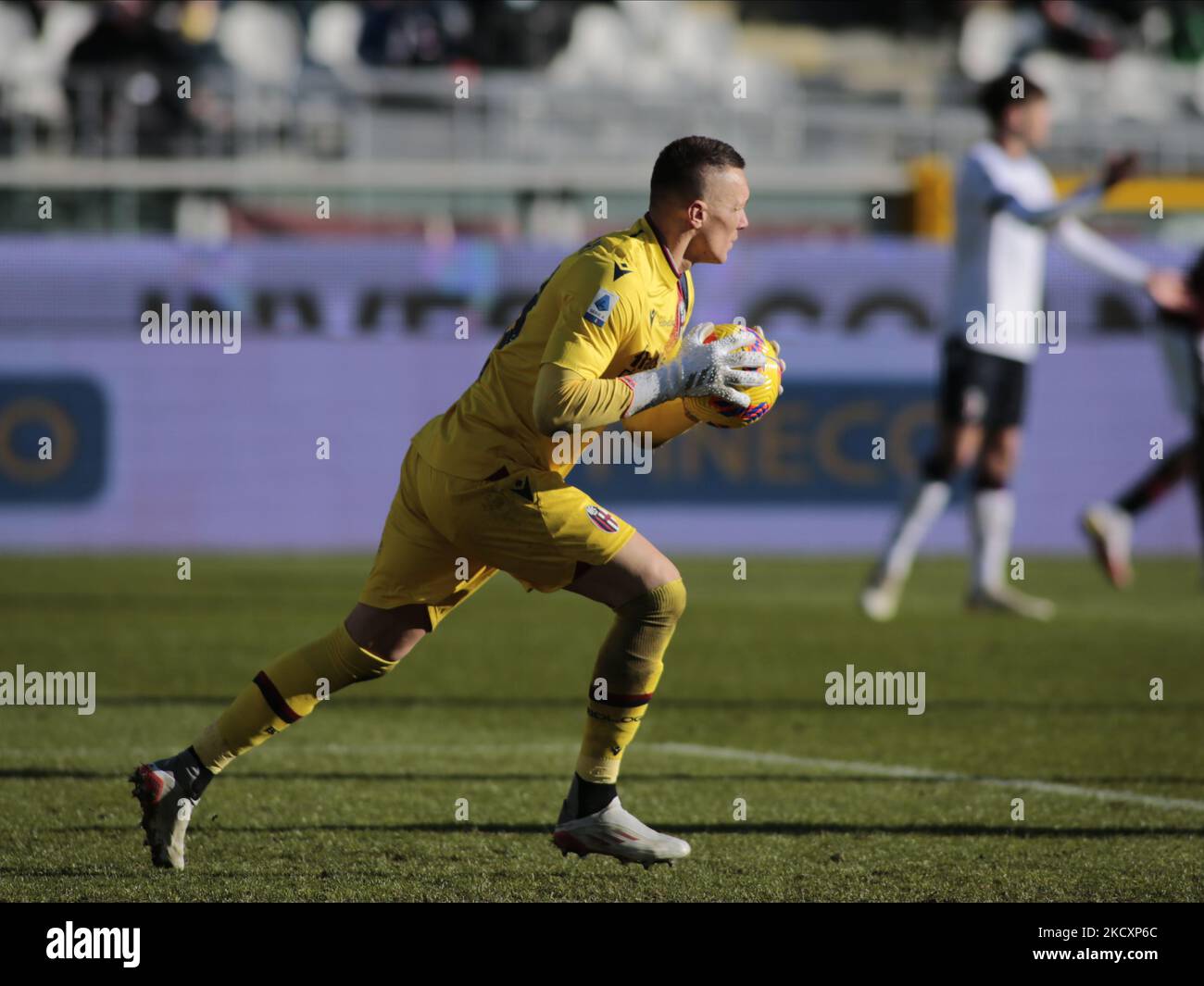 Lukasz Skorupski beim Spiel der Serie A zwischen Turin und Bologna in Turin am 12. Dezember 2021. (Foto von Loris Roselli/NurPhoto) Stockfoto