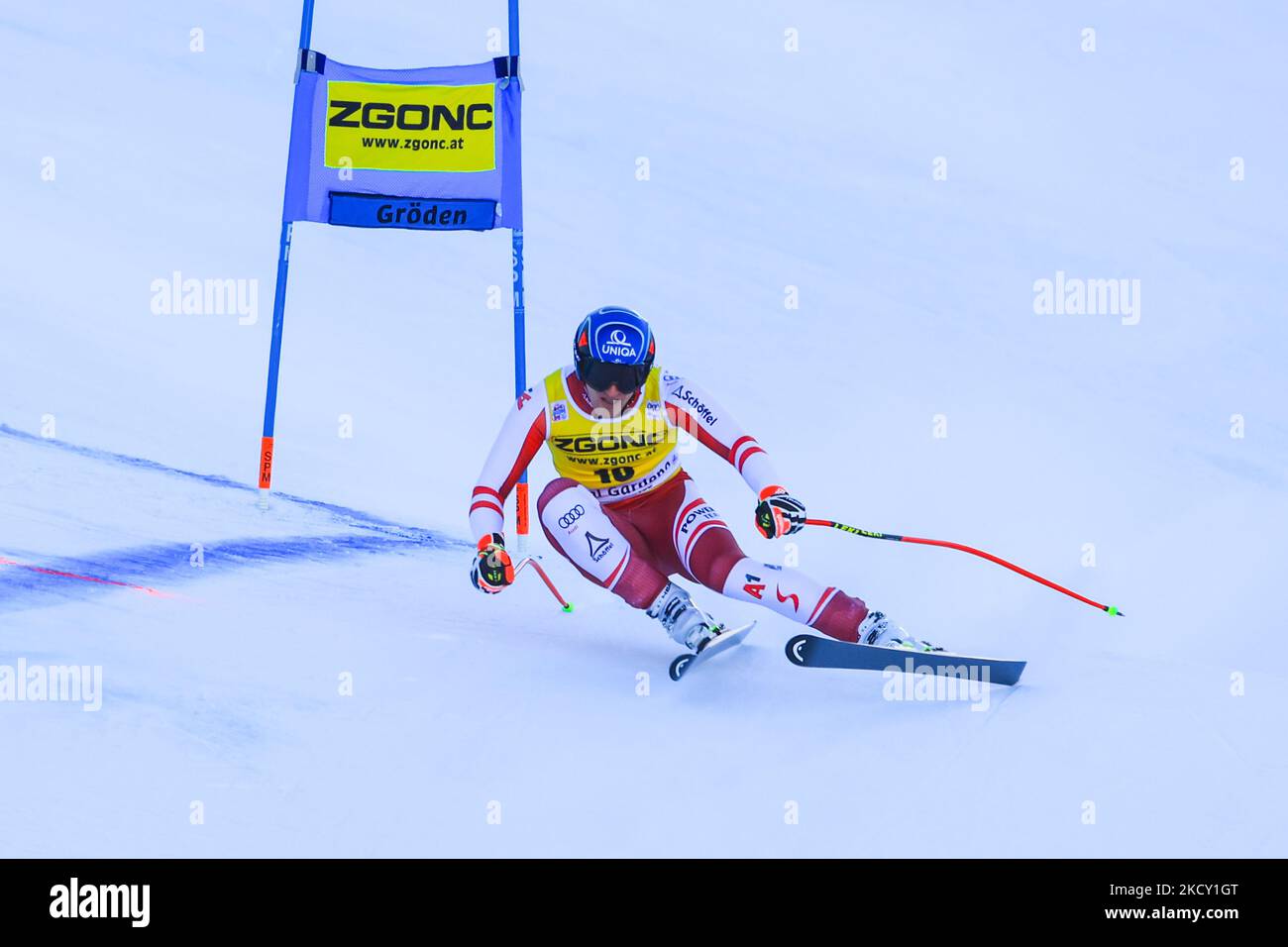 MAYER Matthias (AUT) Zweiter beim alpinen Skirennen 2021 FIS Ski World Cup - Men&#39;s Super-G am 17. Dezember 2021 auf der Saslong in Gröden, Italien (Foto: Sergio Bisi/LiveMedia/NurPhoto) Stockfoto