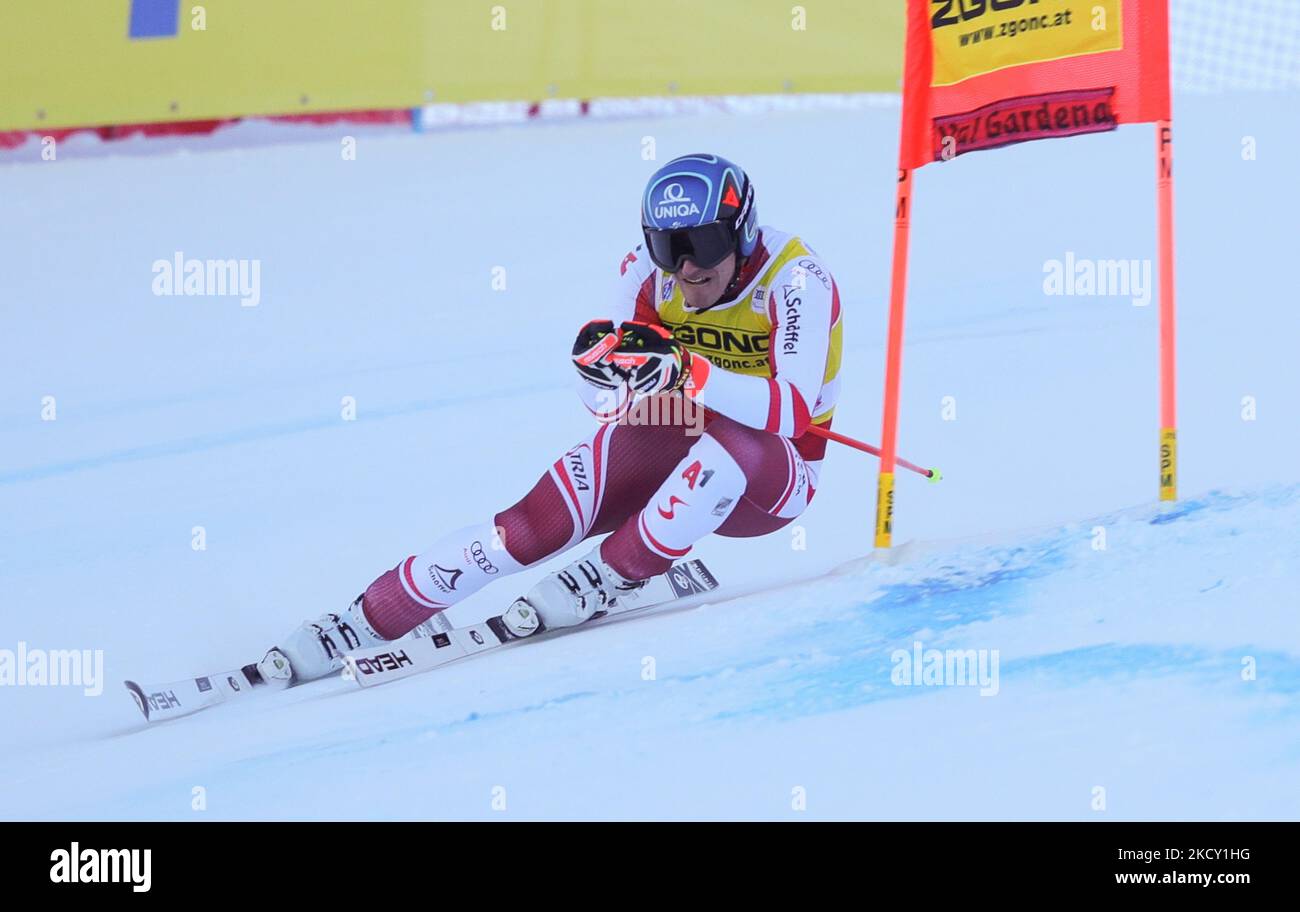 MAYER Matthias (AUT) Zweiter beim alpinen Skirennen 2021 FIS Ski World Cup - Men&#39;s Super-G am 17. Dezember 2021 auf der Saslong in Gröden, Italien (Foto: Sergio Bisi/LiveMedia/NurPhoto) Stockfoto