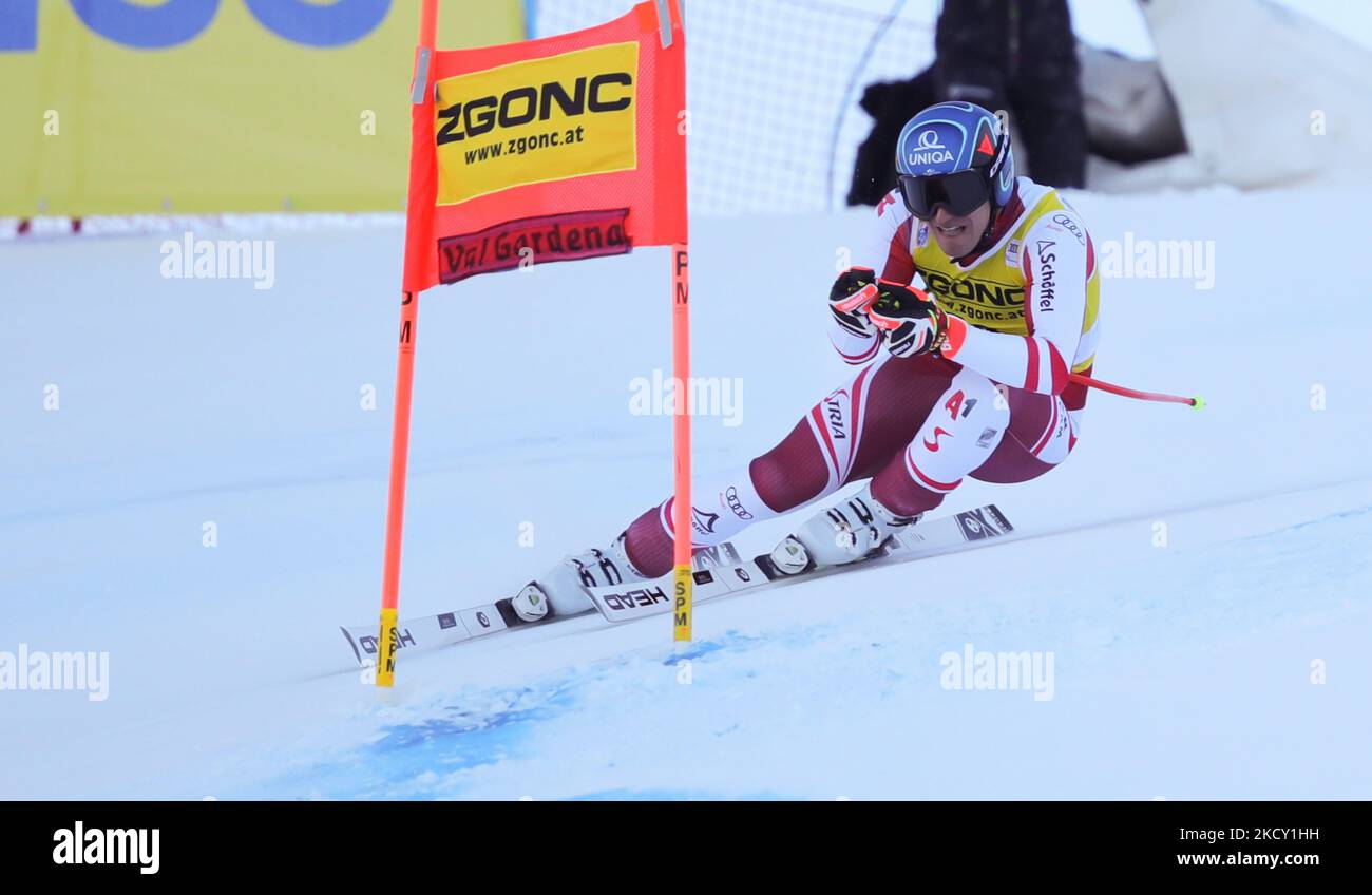 MAYER Matthias (AUT) Zweiter beim alpinen Skirennen 2021 FIS Ski World Cup - Men&#39;s Super-G am 17. Dezember 2021 auf der Saslong in Gröden, Italien (Foto: Sergio Bisi/LiveMedia/NurPhoto) Stockfoto