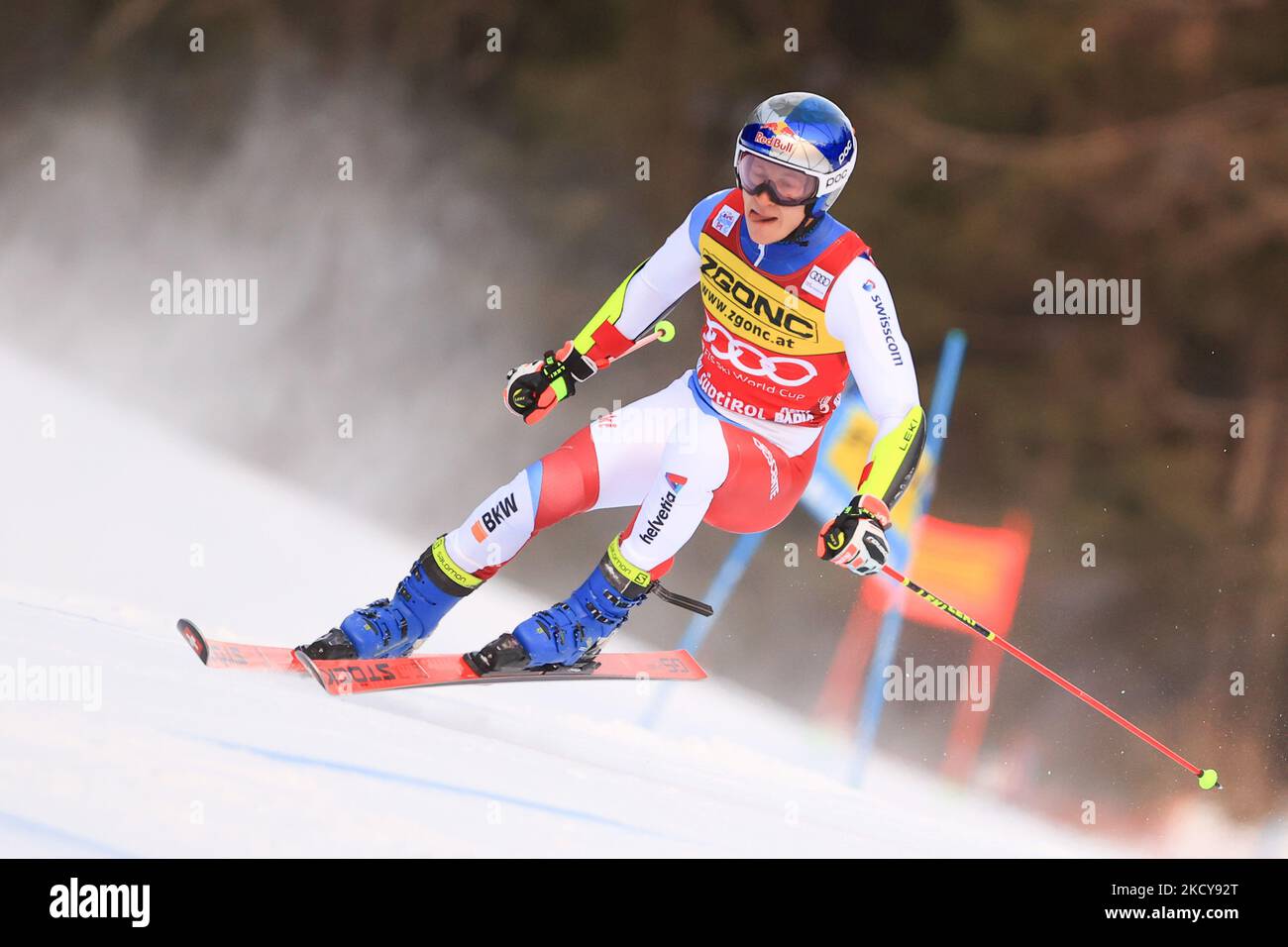 ODERMATT Marco (SUI) erster Platz beim alpinen Skirennen 2021 FIS Ski World Cup - Men&#39;s Riesenslalom am 20. Dezember 2021 auf der Gran Risa in Alta Badia, Italien (Foto by Sergio Bisi/LiveMedia/NurPhoto) Stockfoto