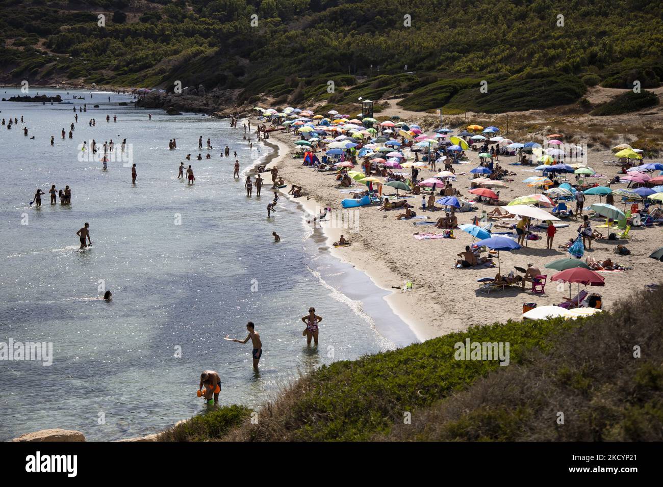 Coaquaddus Beach in Sardinien, Italien am 27. August 2021. (Foto von Emmanuele Contini/NurPhoto) Stockfoto